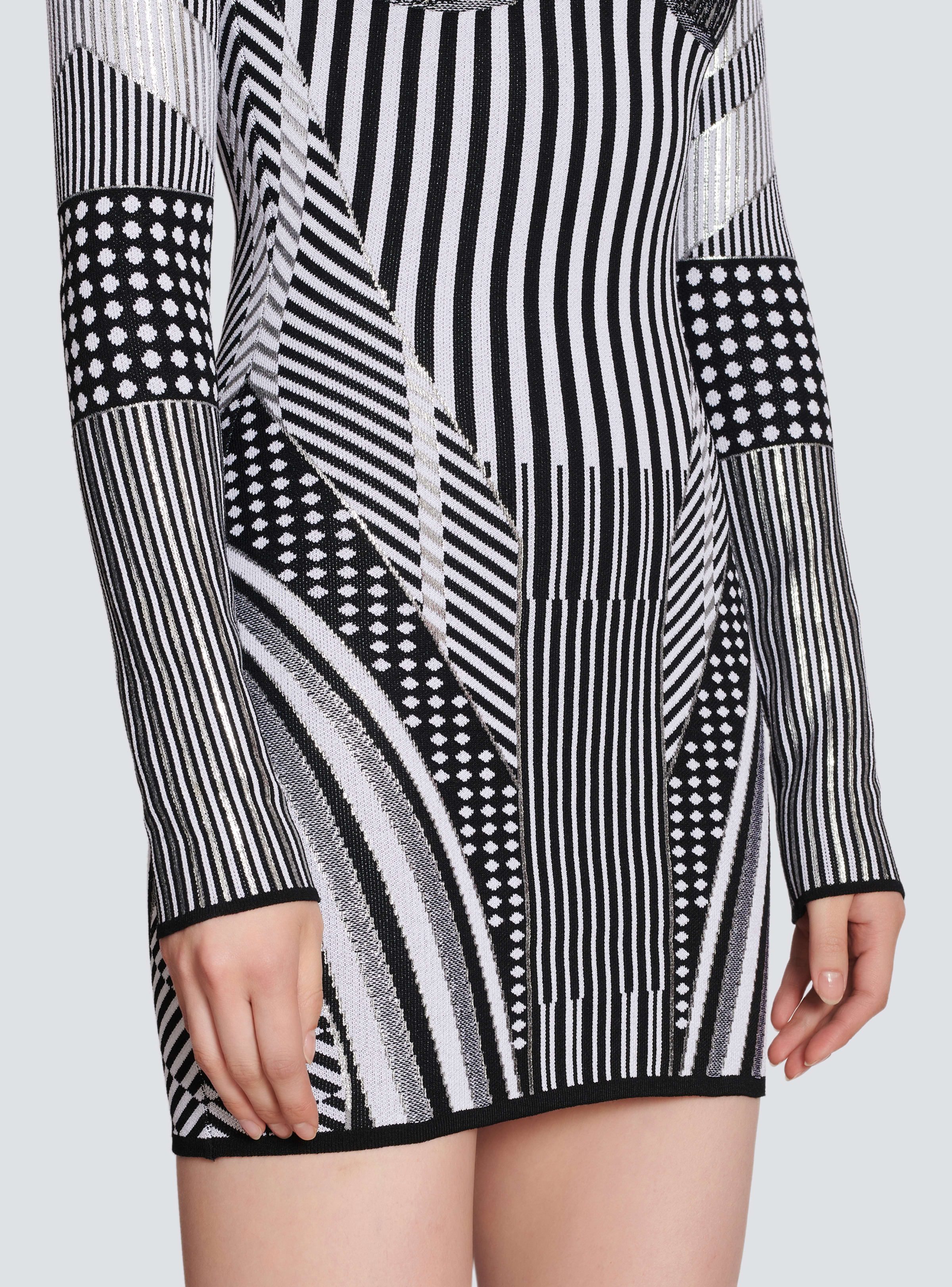 BALMAIN WOMEN'S LS BIKER SILVER KNIT SHORT DRESS NWT - Image 8