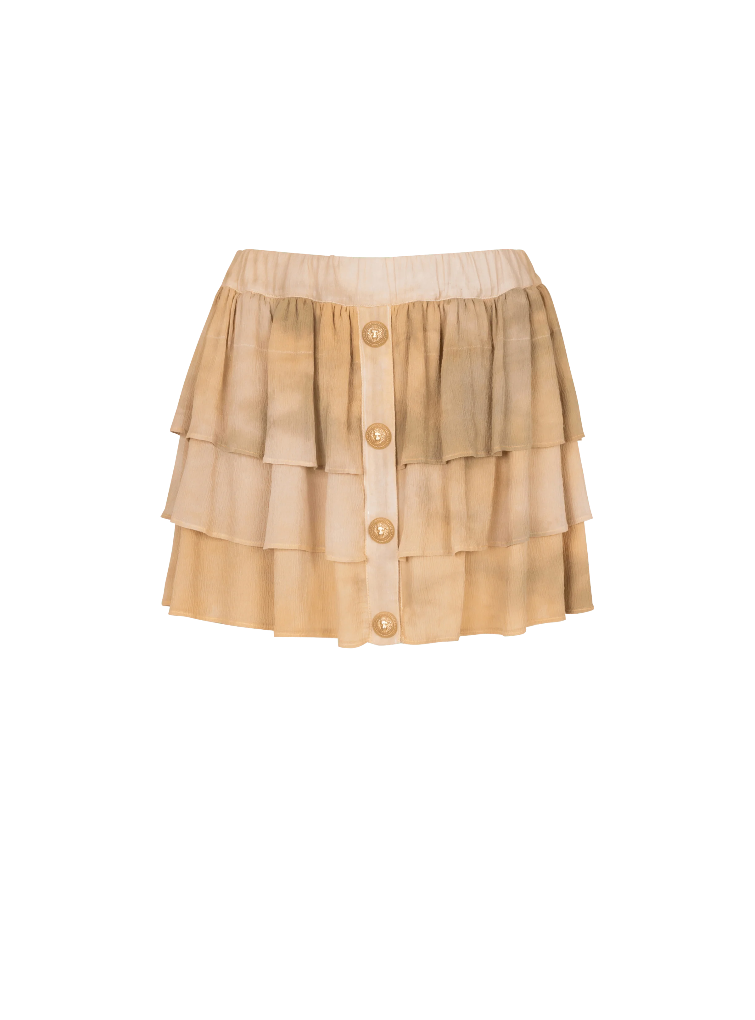 BALMAIN WOMEN'S LW TIE & DYE RUFFLES SHORT SKIRT NWT