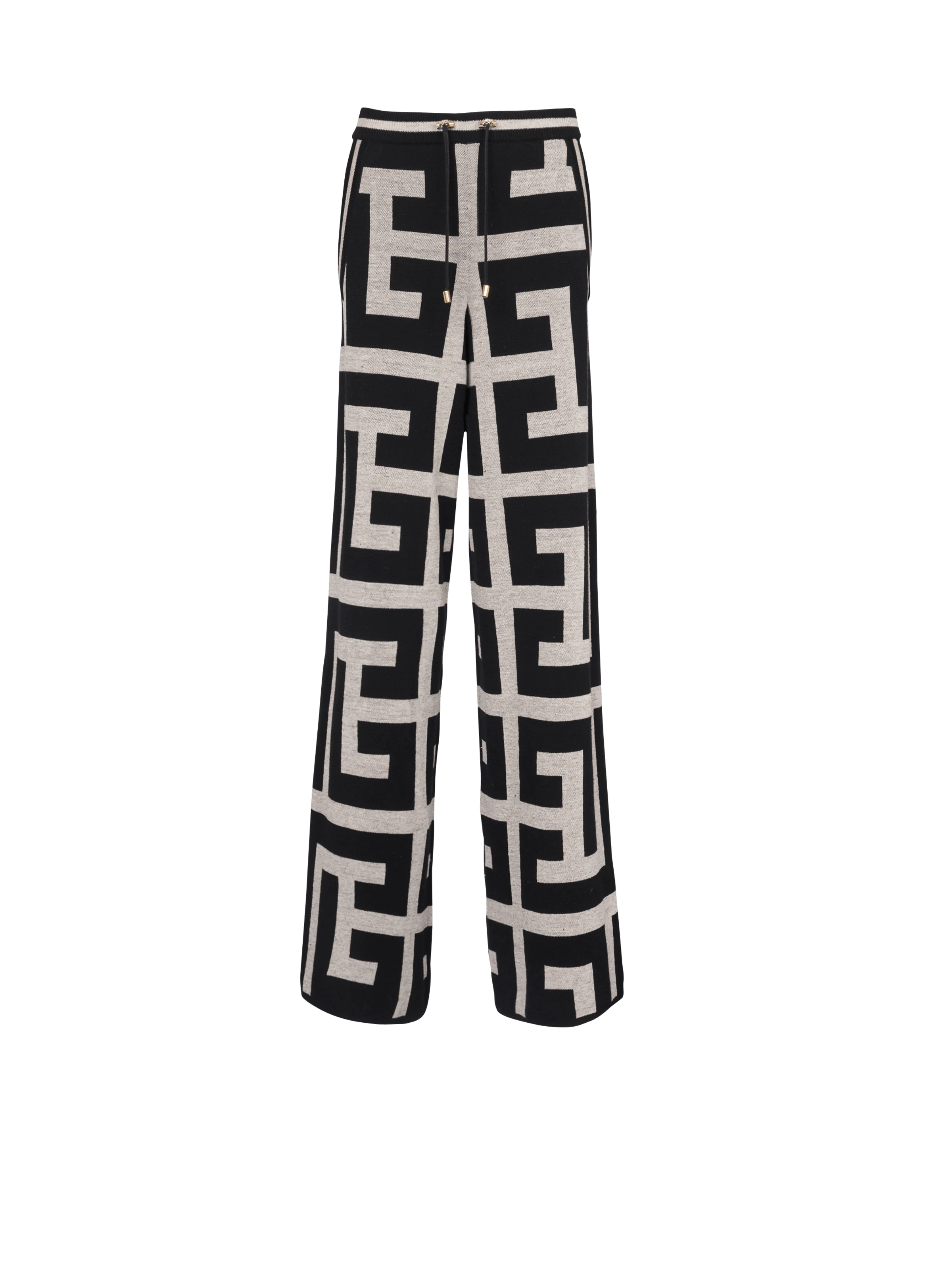 BALMAIN WOMEN'S MEGA MONOGRAM KNIT LARGE PANTS NWT