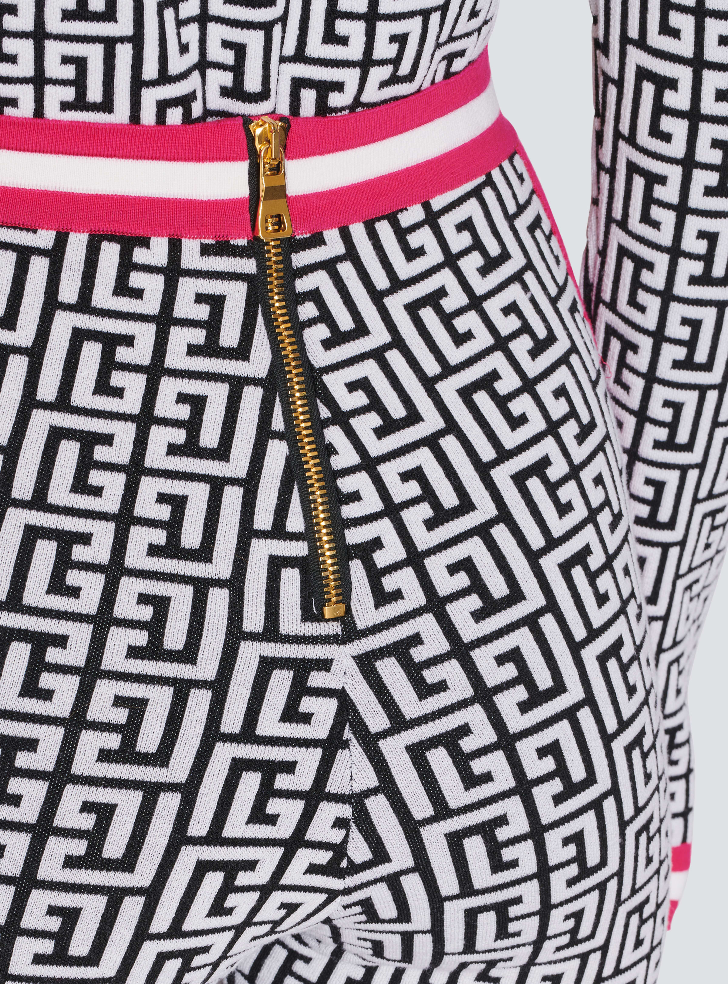BALMAIN WOMEN'S BLACK AND WHITE MONOGRAM KNIT LEGGINGS - Image 7