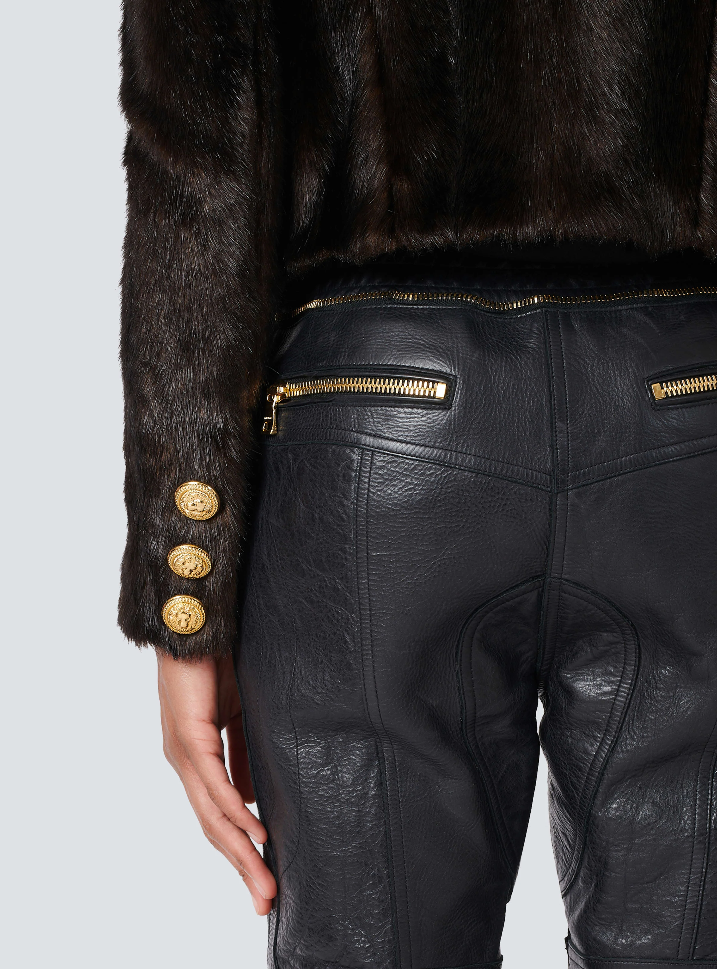 BALMAIN WOMEN'S MULTI ZIPS CUT LEATHER PANTS NWT - Image 6