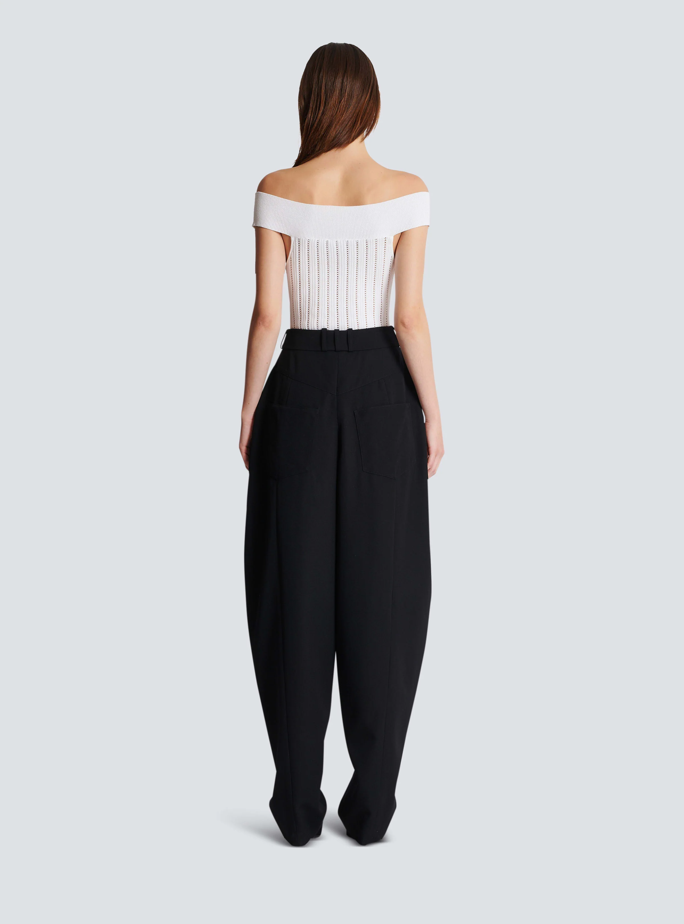 BALMAIN WOMEN'S OFF SHOULDER CUT RIBBED KNIT BODY NWT - Image 4