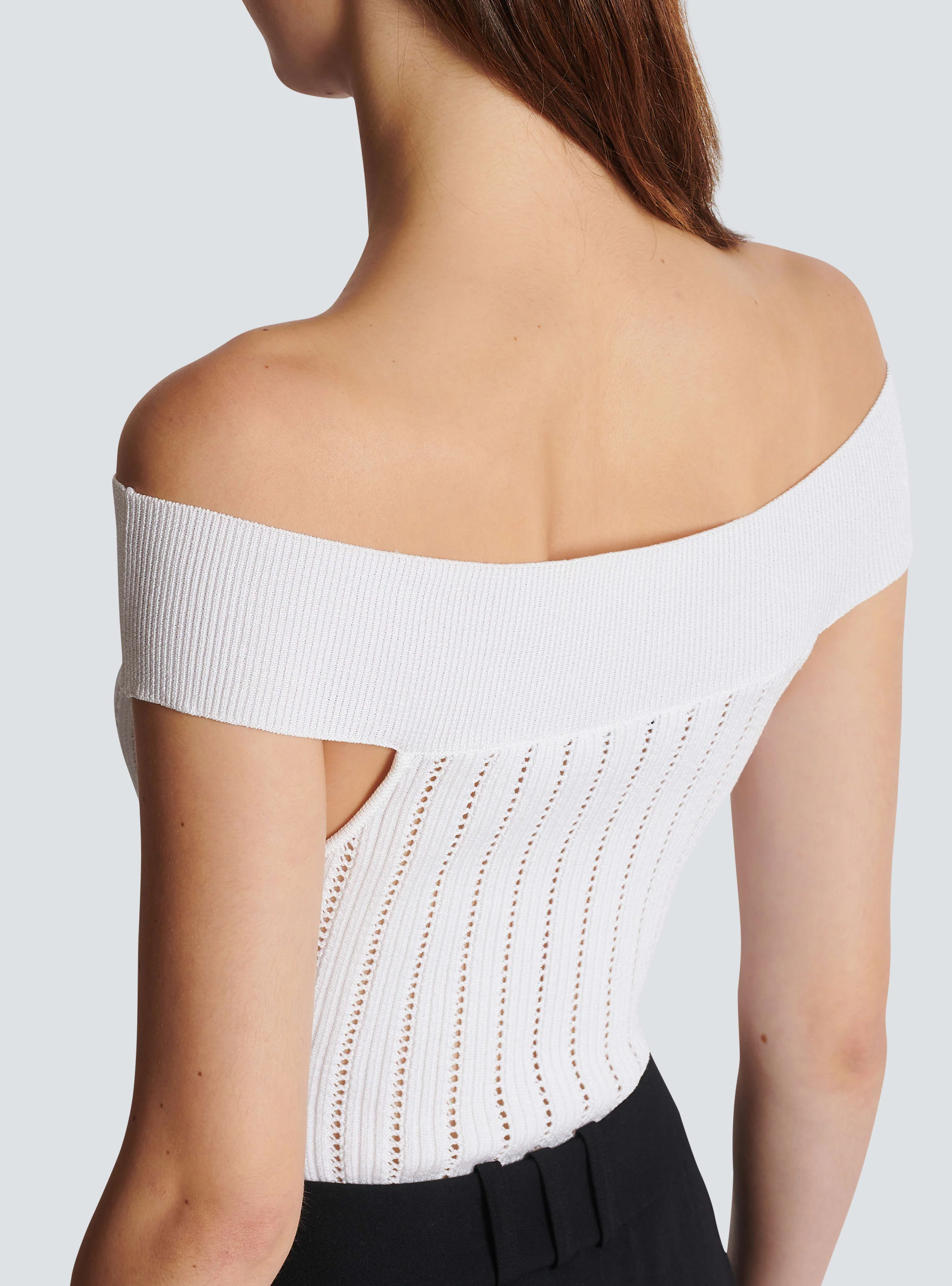 BALMAIN WOMEN'S OFF SHOULDER CUT RIBBED KNIT BODY NWT - Image 7