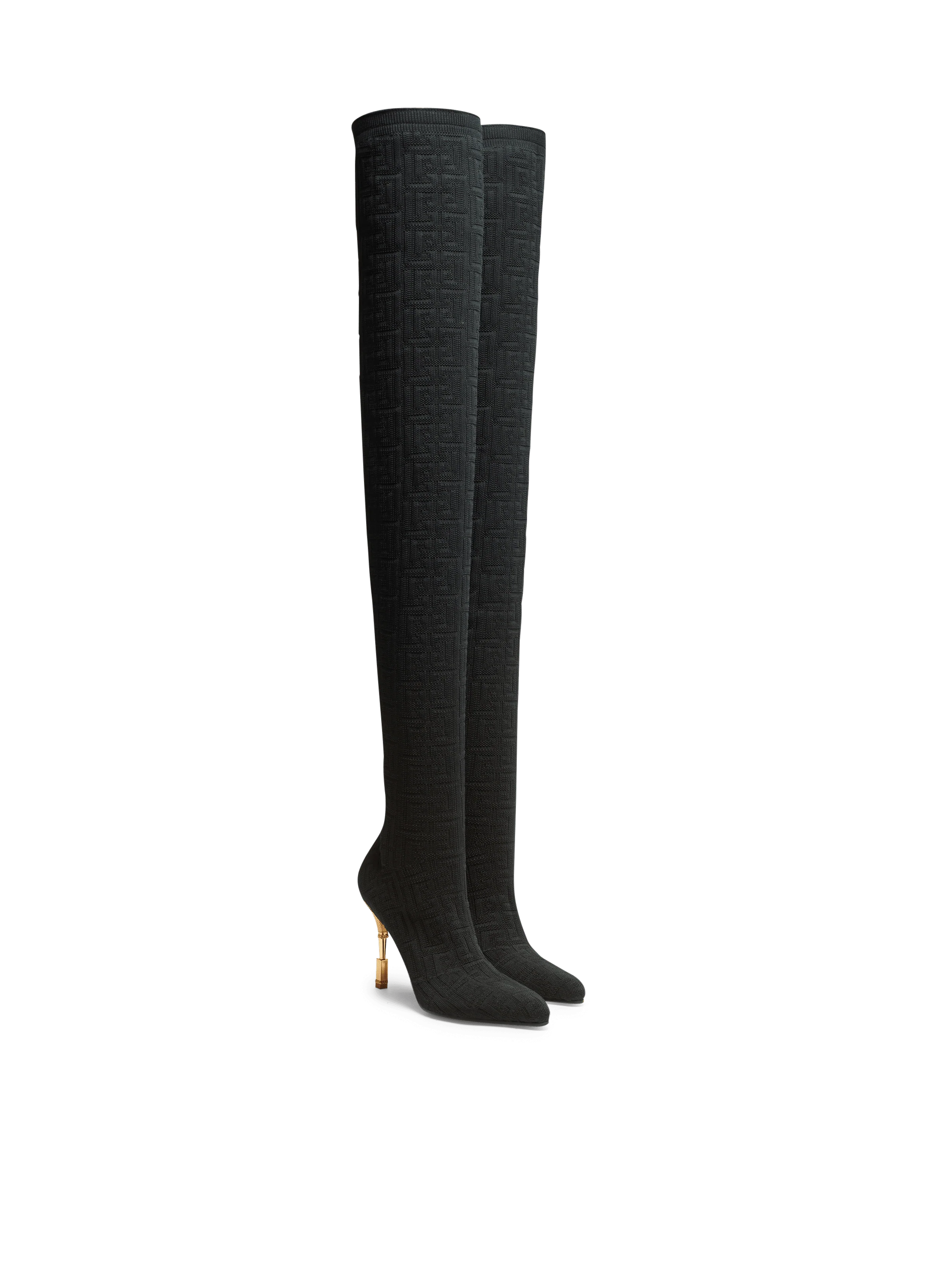 BALMAIN WOMEN'S OTK BOOT MONETA-MONOGRAM KNIT NWT - Image 2