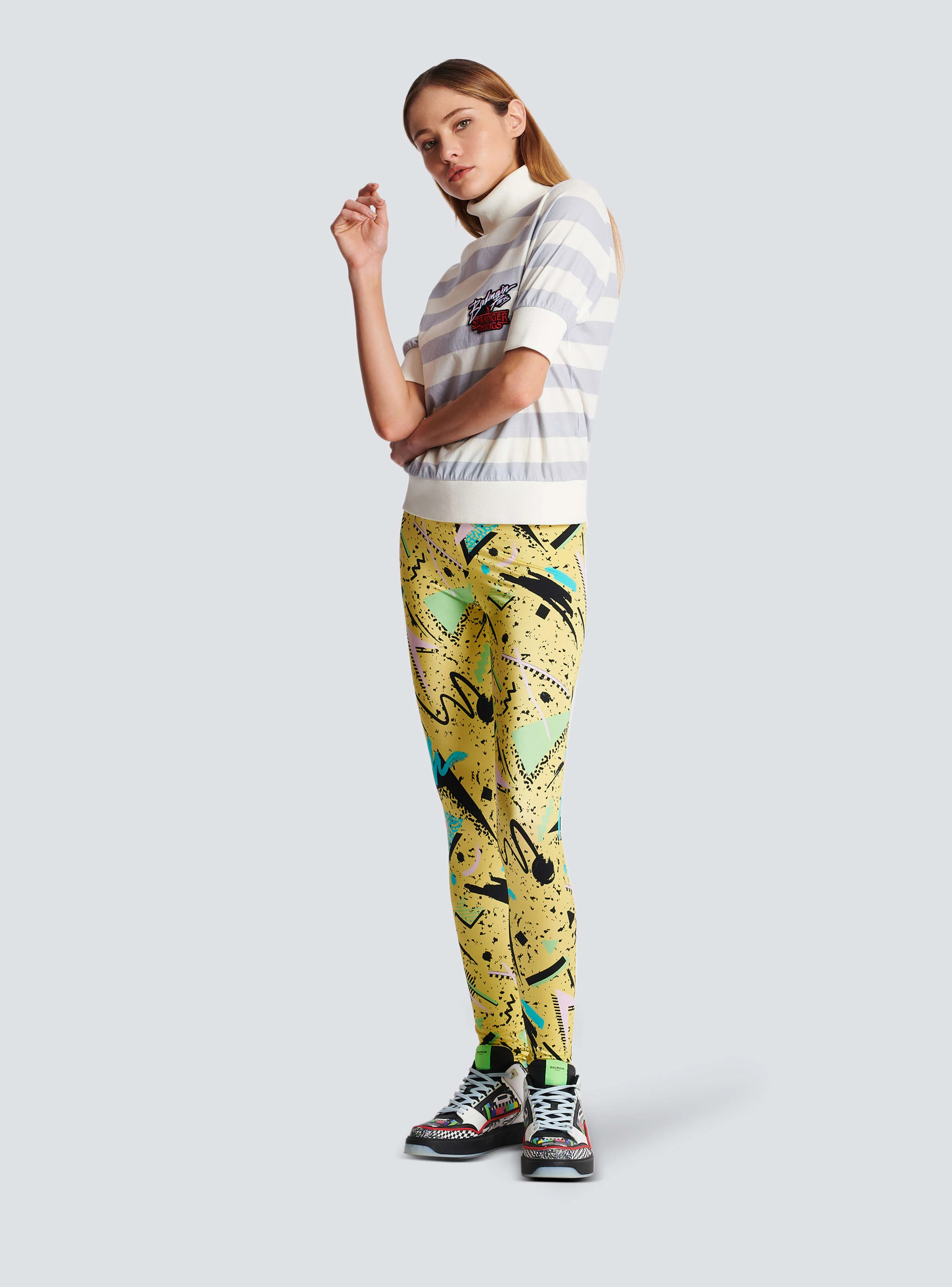 BALMAIN WOMEN'S YELLOW MULTICOLOR PATTERNED LEGGINGS - Image 2