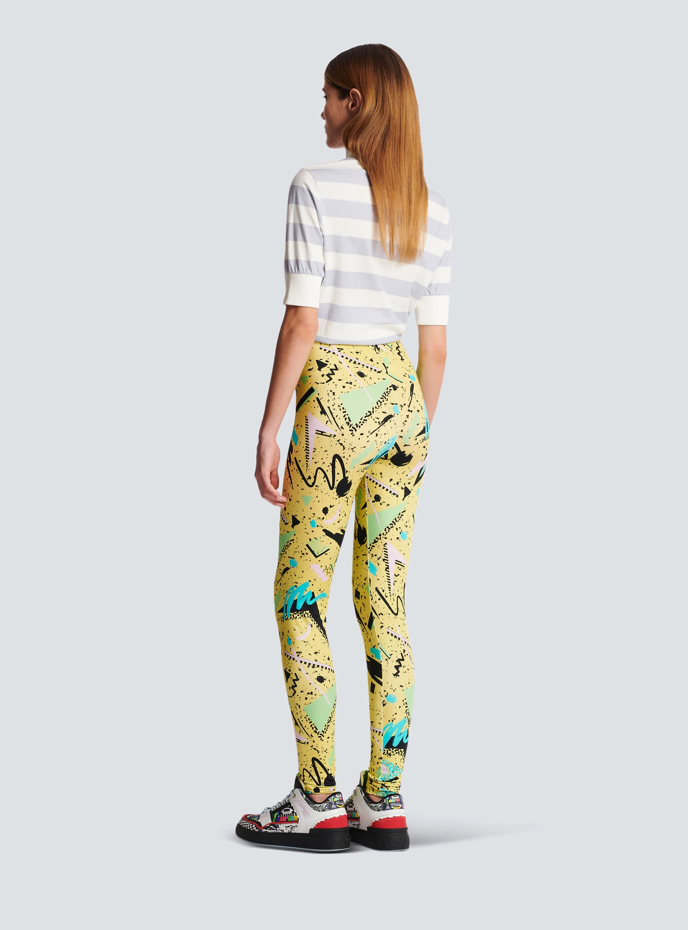 BALMAIN WOMEN'S YELLOW MULTICOLOR PATTERNED LEGGINGS - Image 4