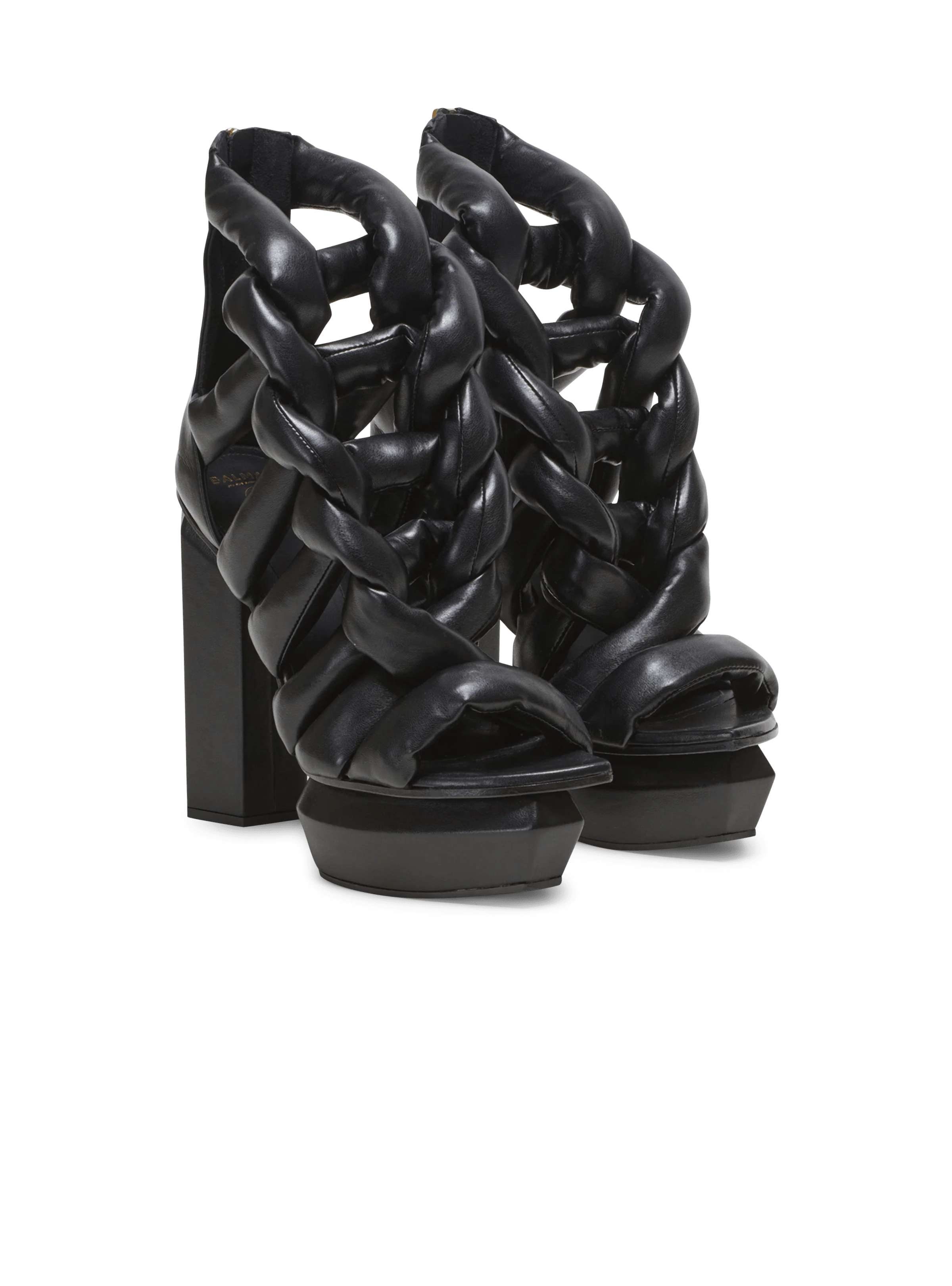 BALMAIN WOMEN'S BLACK BRAIDED PLATFORM SANDAL - Image 3