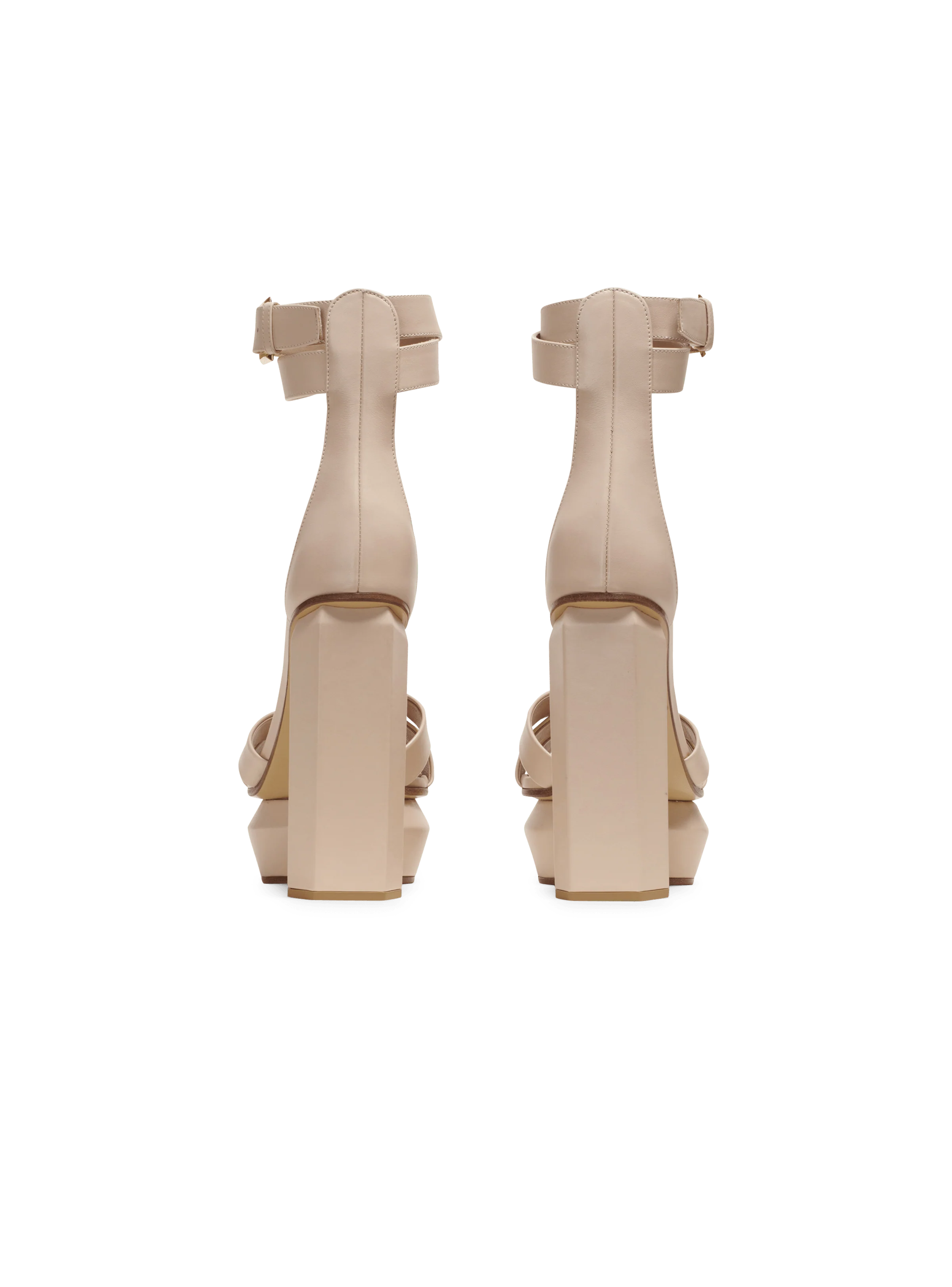 BALMAIN WOMEN'S BEIGE CALFSKIN PLATFORM SANDAL - Image 4
