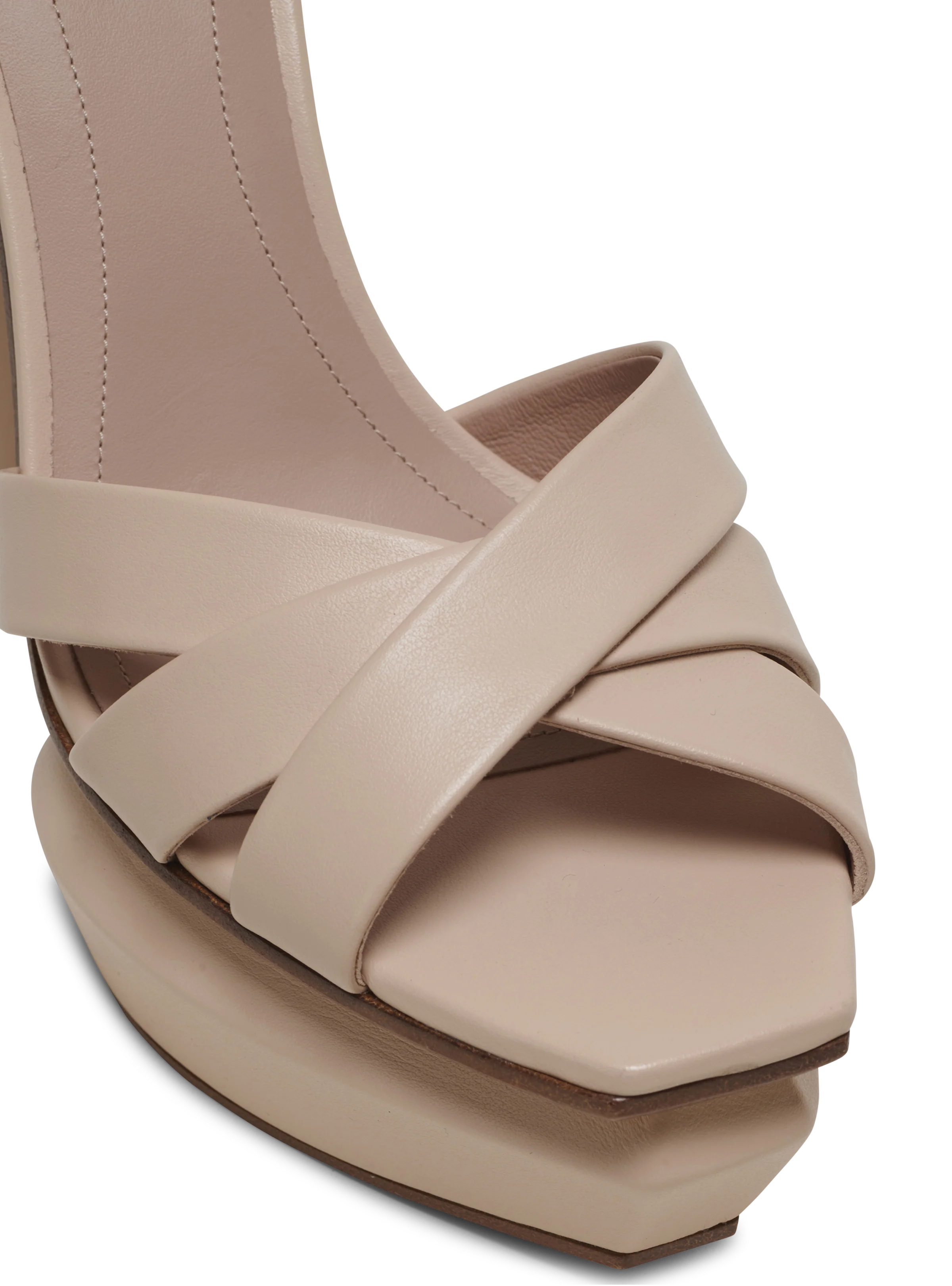 BALMAIN WOMEN'S BEIGE CALFSKIN PLATFORM SANDAL - Image 5
