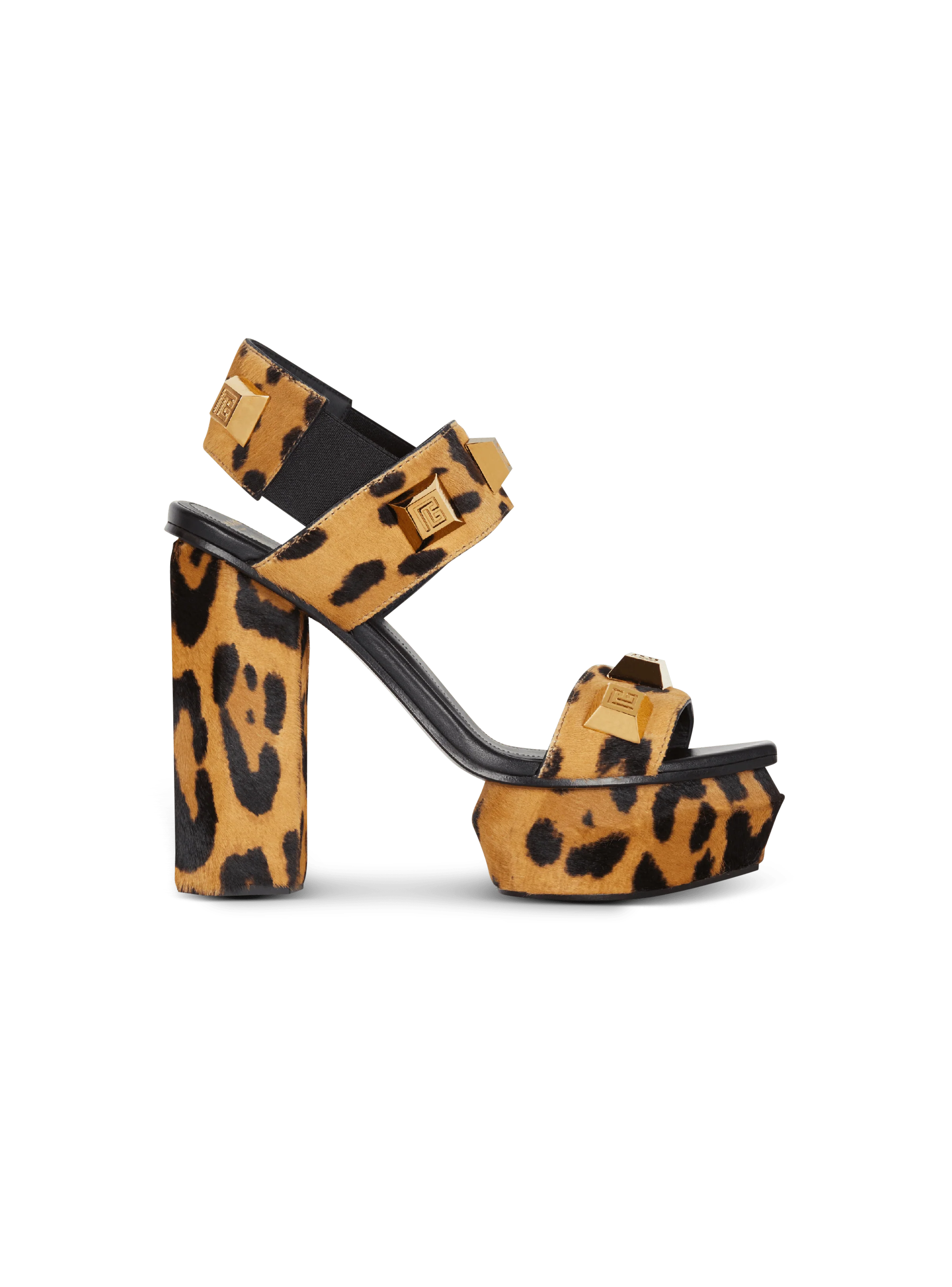 BALMAIN WOMEN'S PLATFORM SANDAL AVA-LEO PONY CALF&STUDS NWT