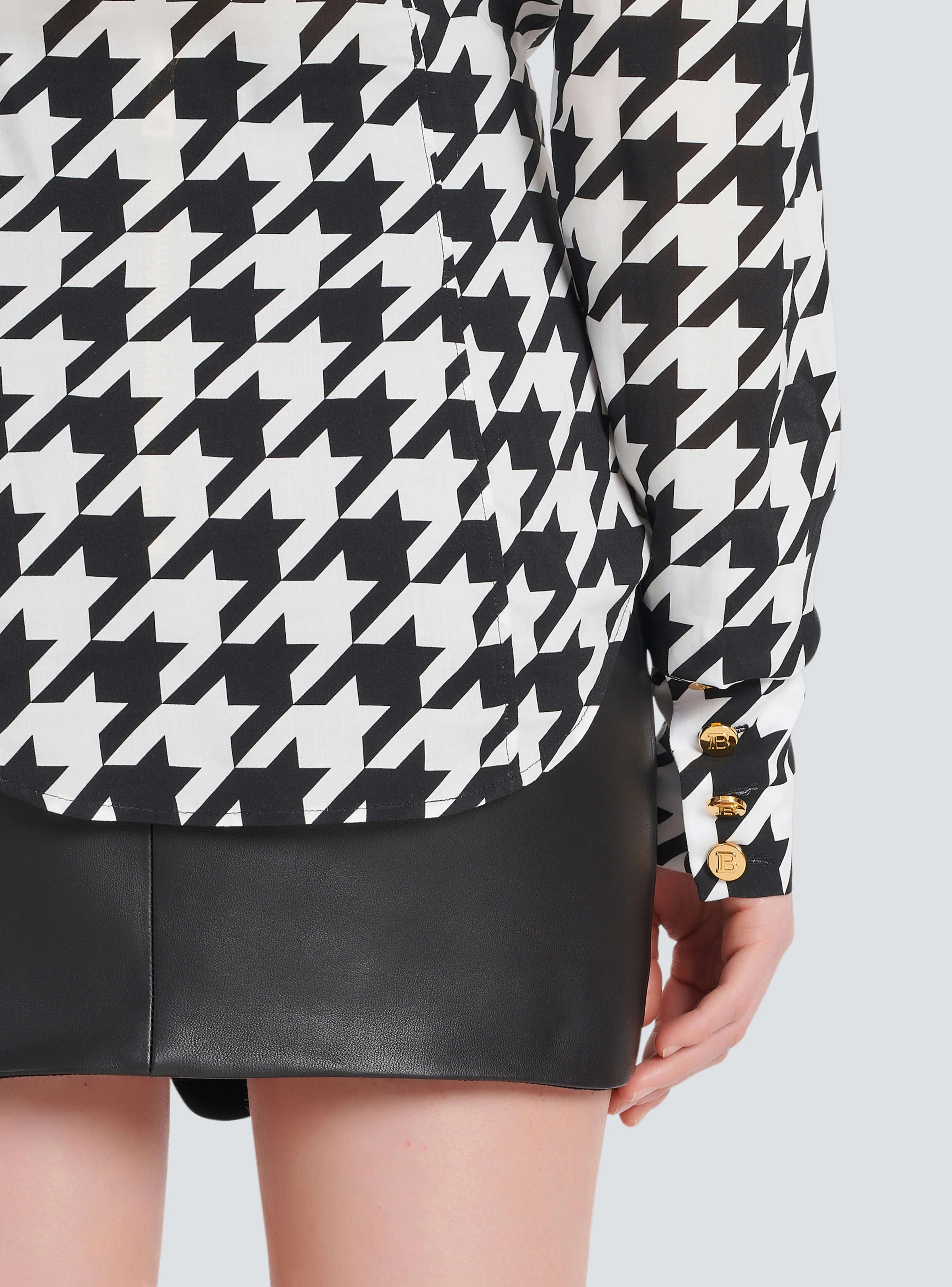 BALMAIN WOMEN'S PRINTED HOUNDSTOOTH FITTED SHIRT NWT - Image 7