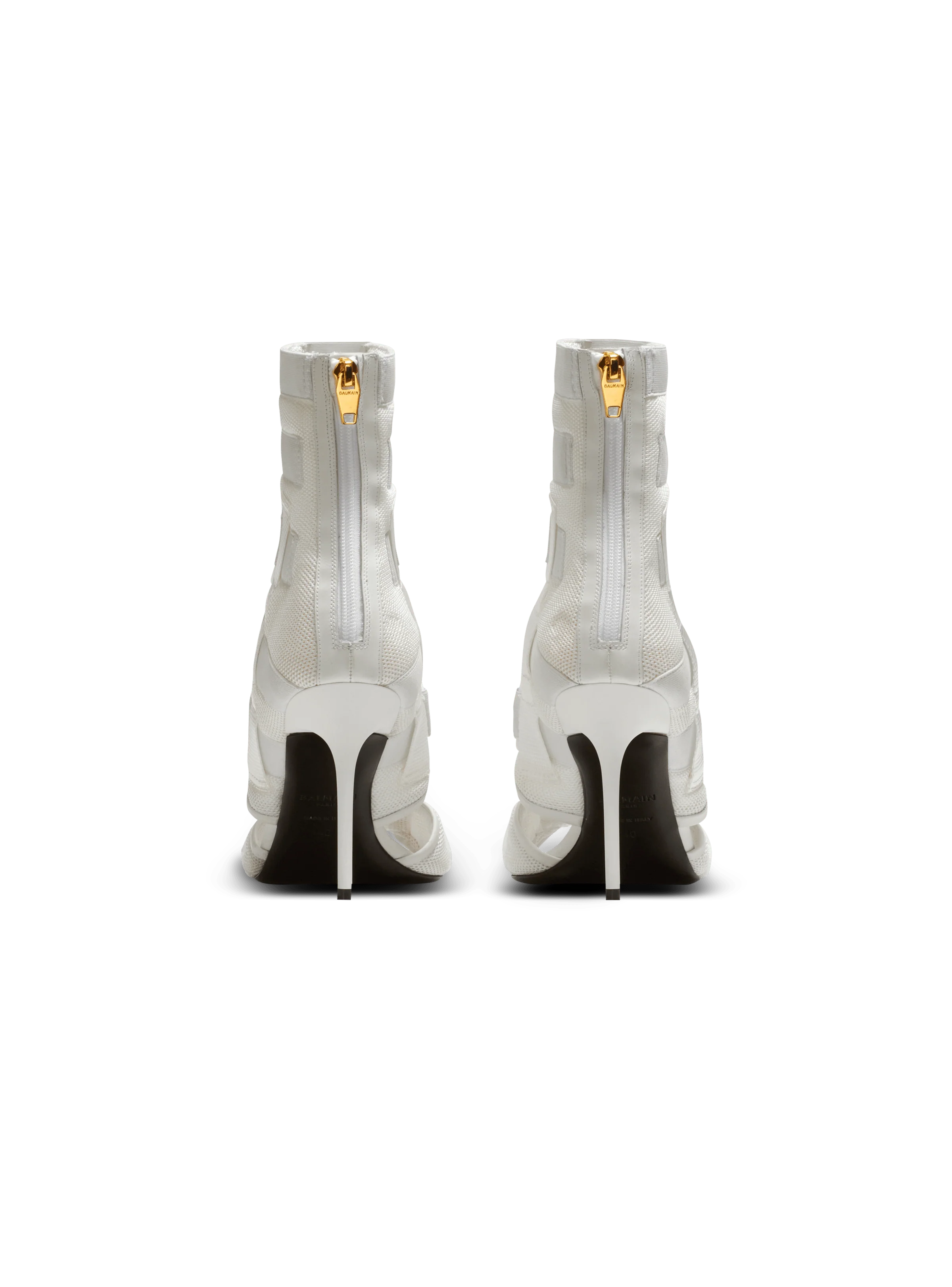BALMAIN WOMEN'S WHITE MESH VELCRO HIGH-HEEL SANDAL - Image 4
