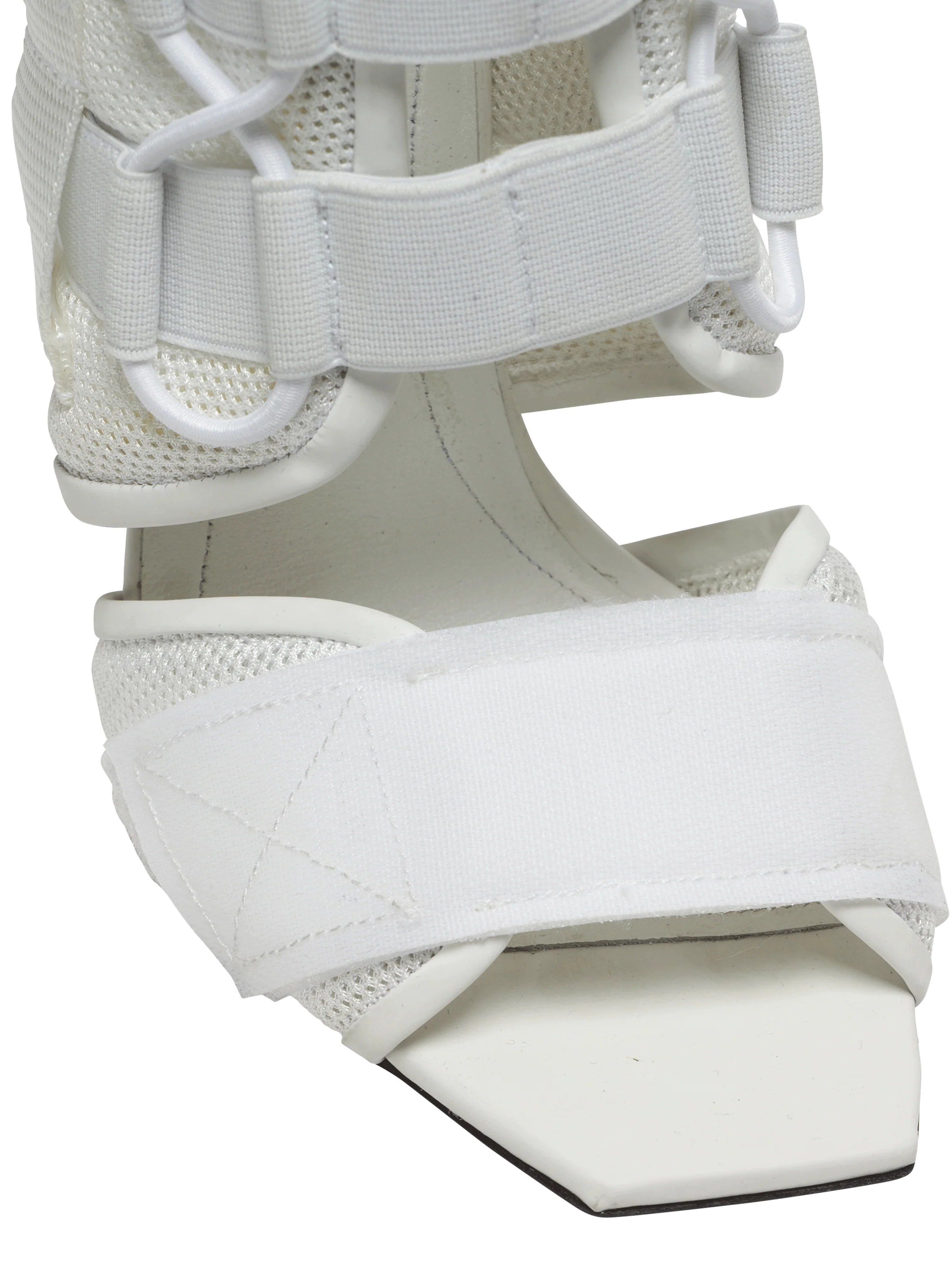 BALMAIN WOMEN'S WHITE MESH VELCRO HIGH-HEEL SANDAL - Image 5