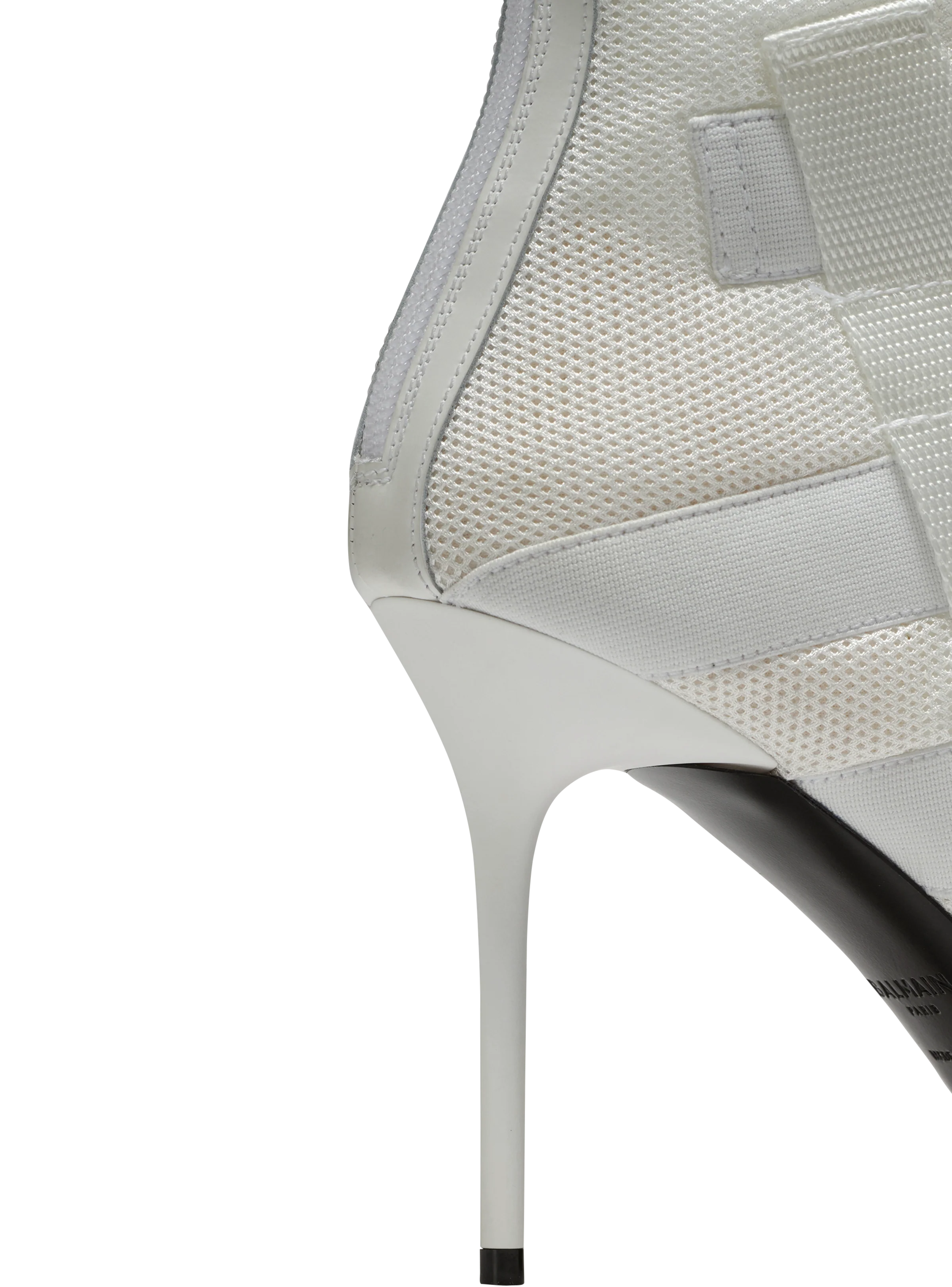 BALMAIN WOMEN'S WHITE MESH VELCRO HIGH-HEEL SANDAL - Image 6