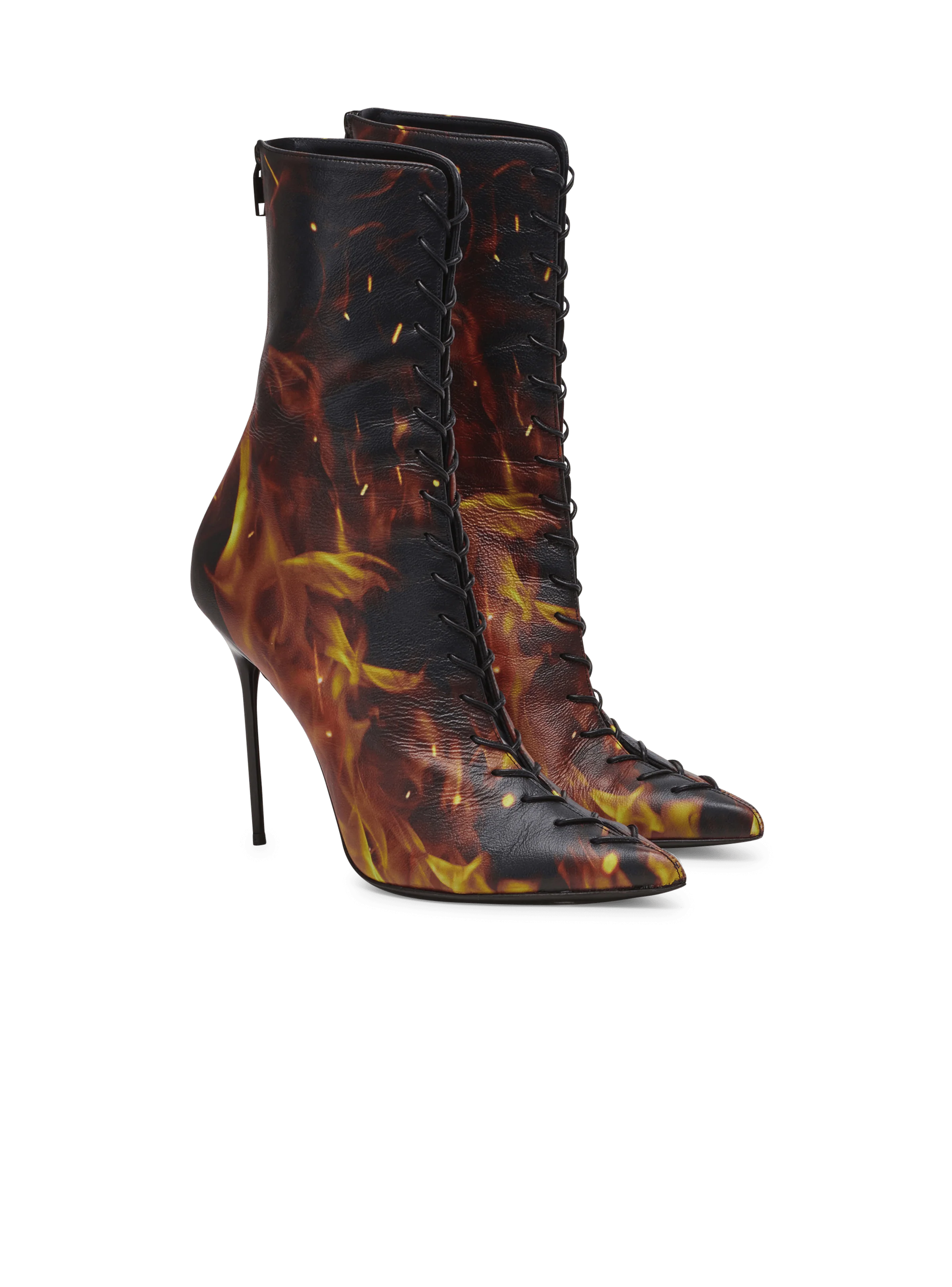 BALMAIN WOMEN'S SANDAL URIA-CALFSKIN FIRE PRINT NWT - Image 3