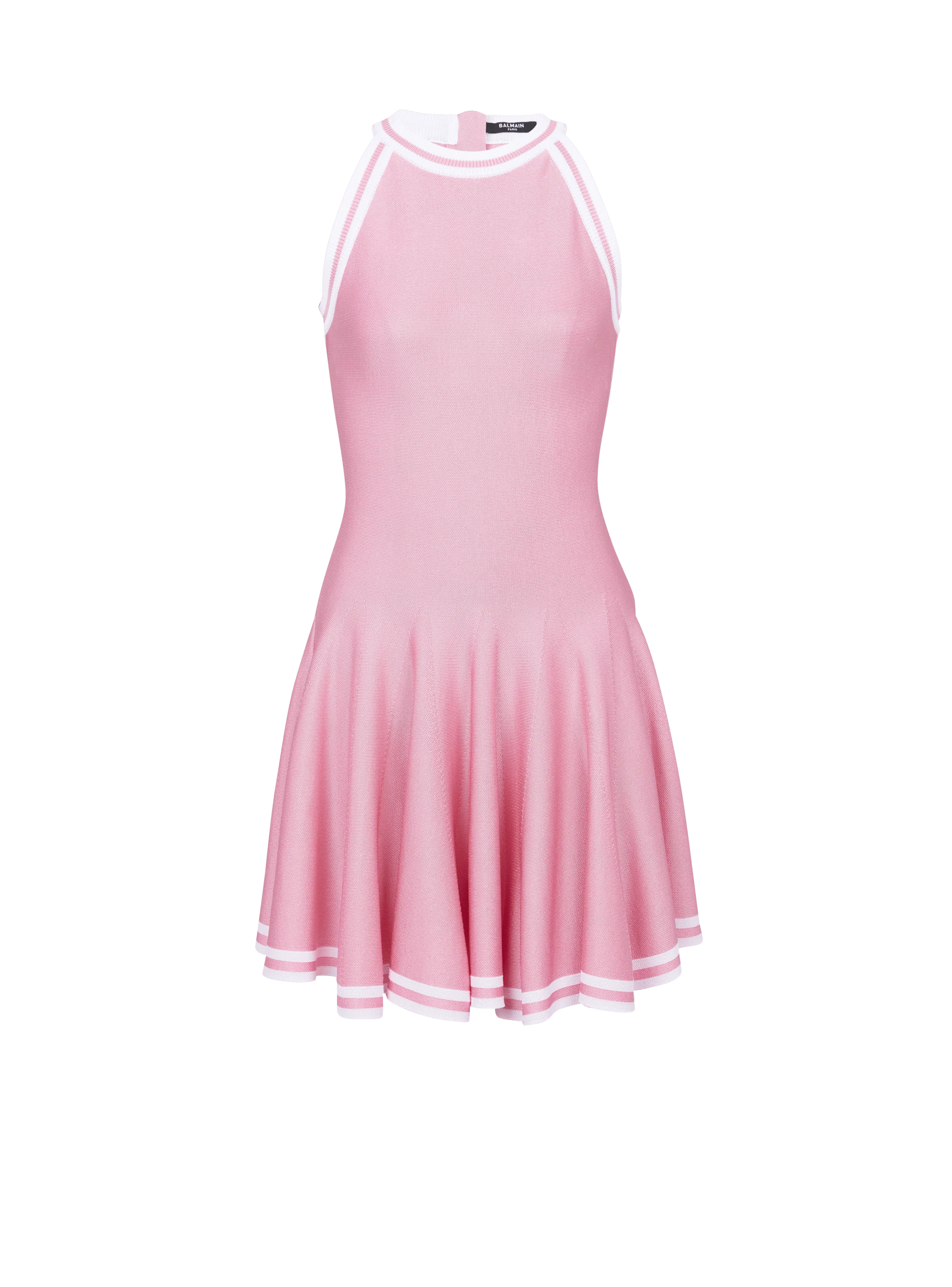 BALMAIN WOMEN'S SLEEVELESS CONTRASTED KNIT SKATER DRESS NWT