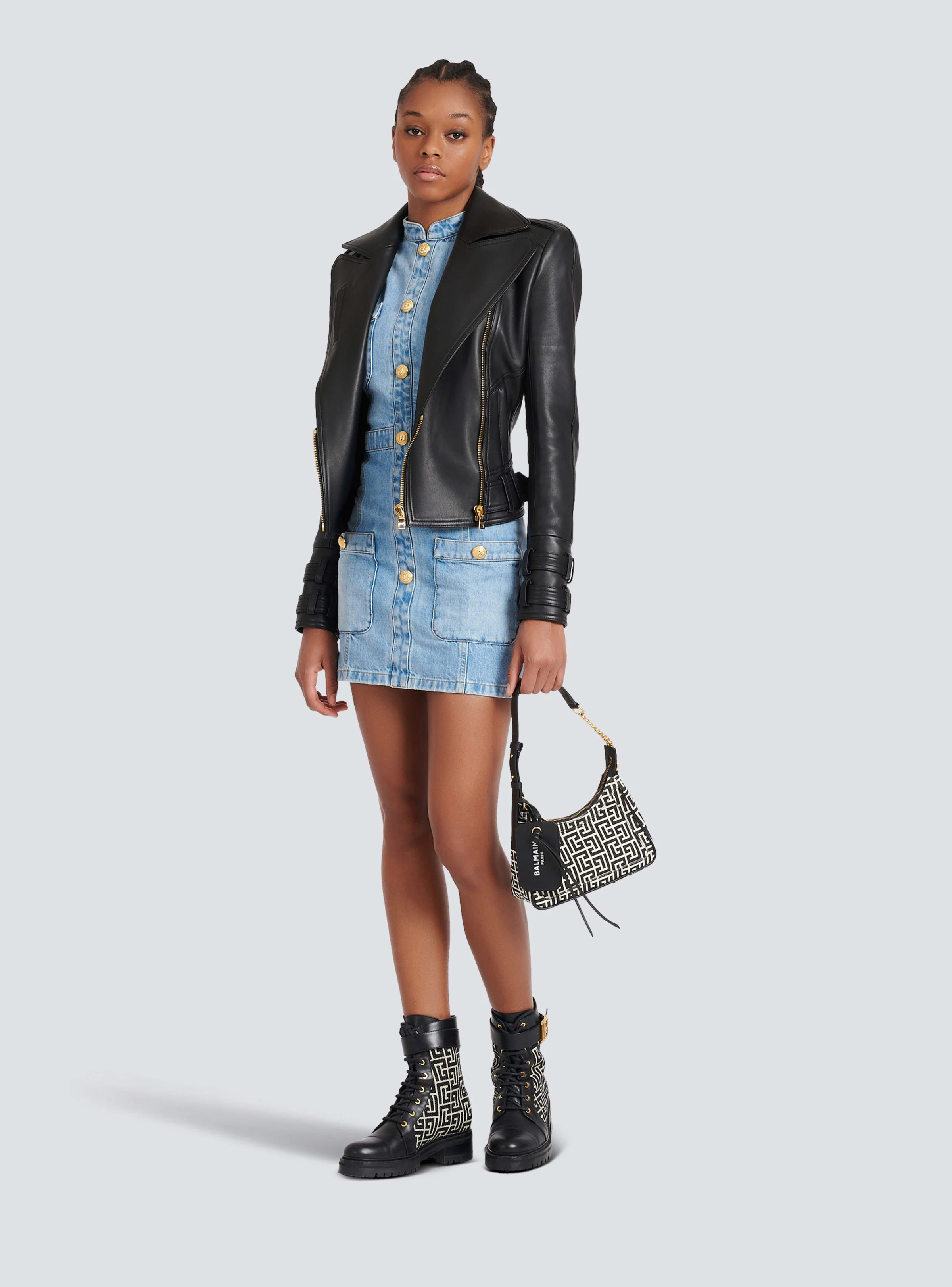 BALMAIN WOMEN'S LIGHT BLUE DENIM SLEEVELESS DRESS - Image 2