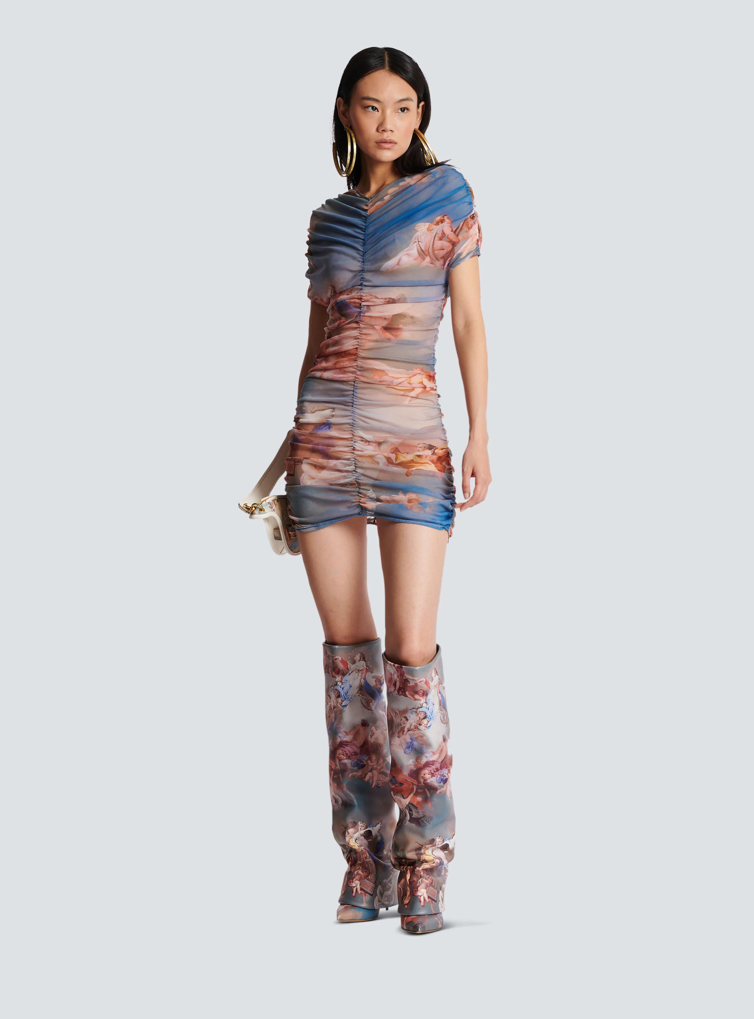 BALMAIN WOMEN'S SS SKY PRINTED TULLE DRESS NWT - Image 2