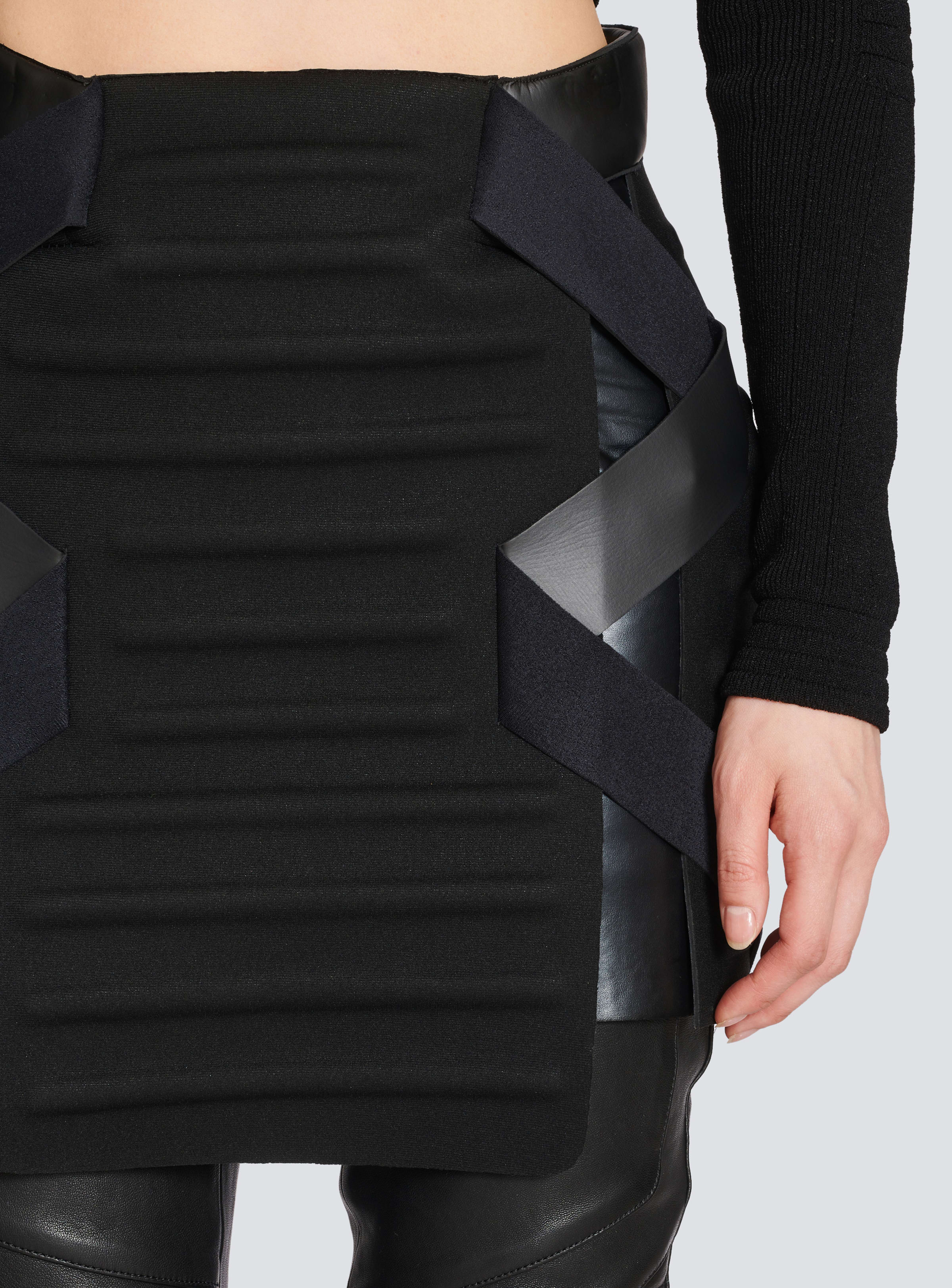 BALMAIN WOMEN'S STRAPPED QUILTED JERSEY SHORT SKIRT NWT - Image 5