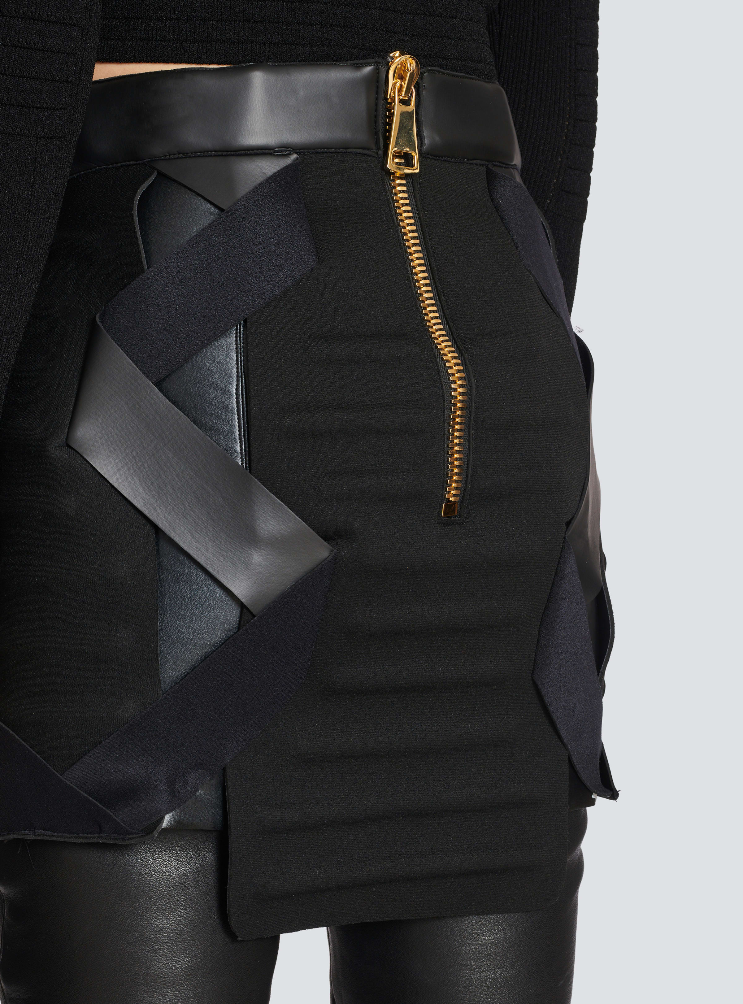 BALMAIN WOMEN'S STRAPPED QUILTED JERSEY SHORT SKIRT NWT - Image 7