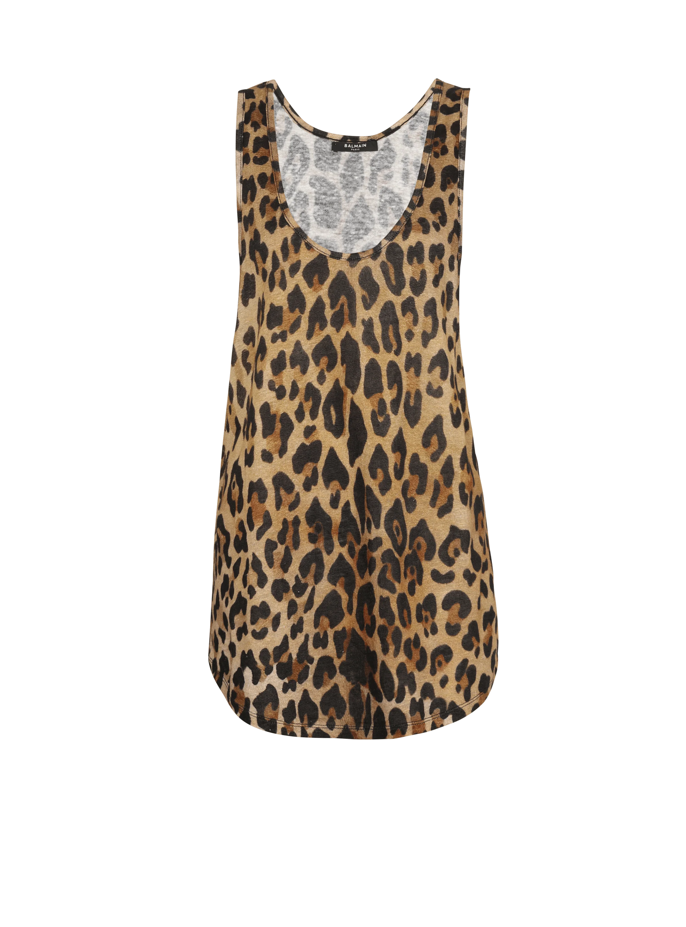 BALMAIN WOMEN'S MULTI-BROWN LEOPARD PRINT SLEEVELESS TOP