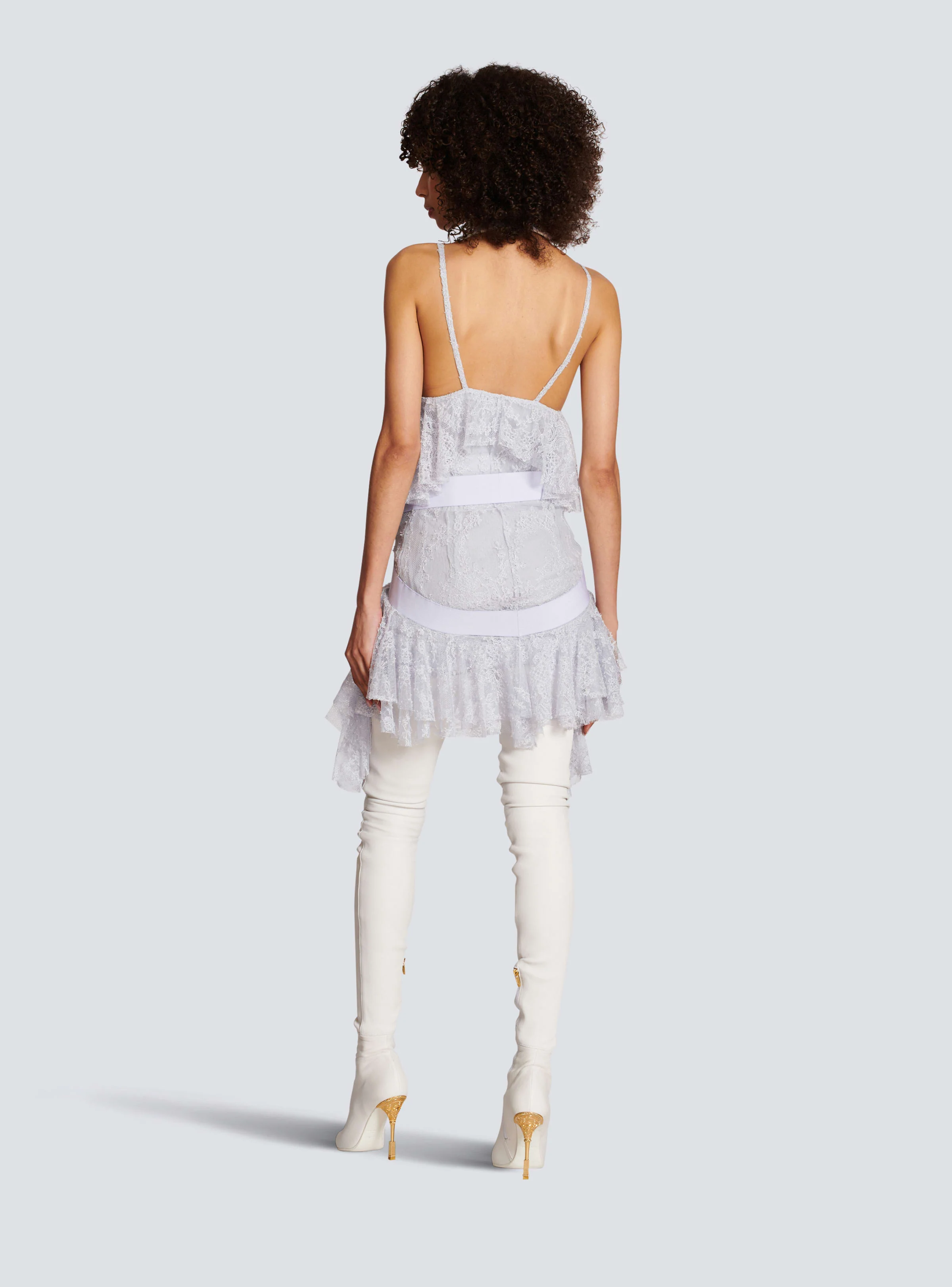 BALMAIN WOMEN'S ZIPPED PLASTRON LACE SHORT DRESS NWT - Image 4