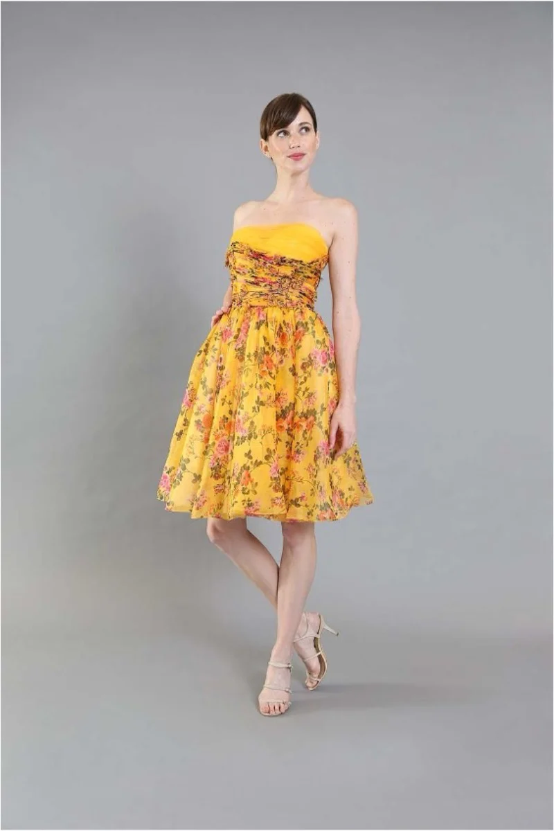 Barbie yellow floral cocktail-back #1376