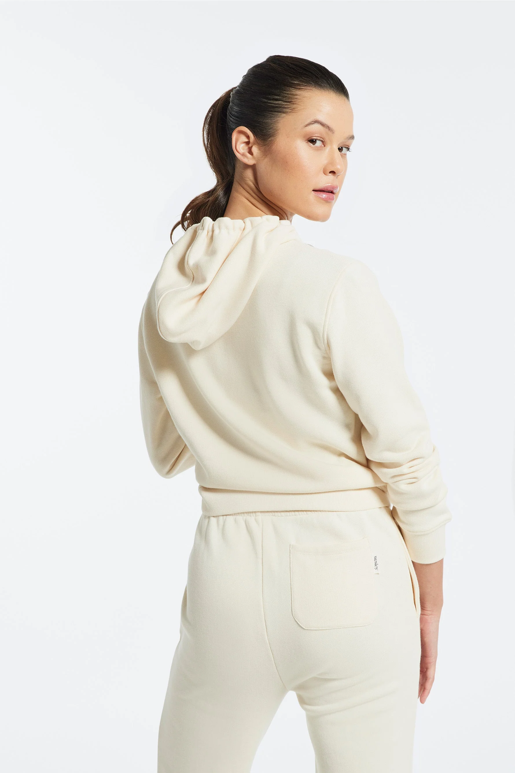 BANDIER Beekman Cotton Terry Full Zip Hoodie - Light Stone BW202159 - Image 3