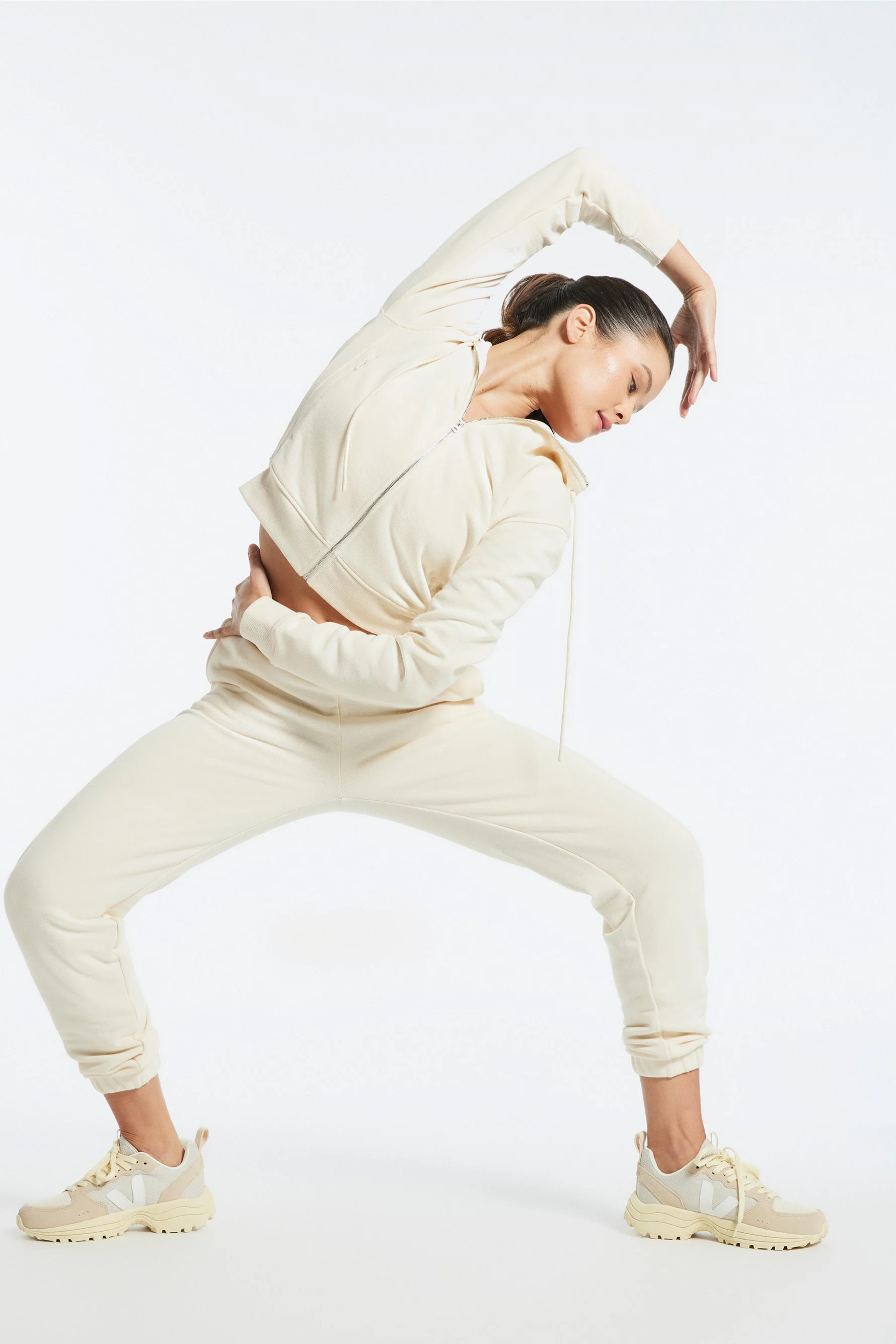 BANDIER Beekman Cotton Terry Full Zip Hoodie - Light Stone BW202159 - Image 5