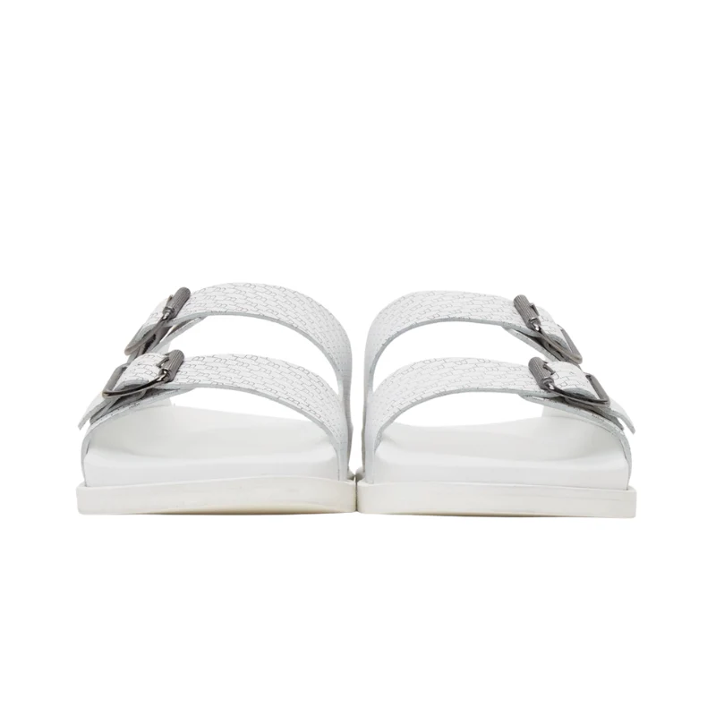 Mens | BOSS Cliff Logo Buckle Sandal White - Image 2