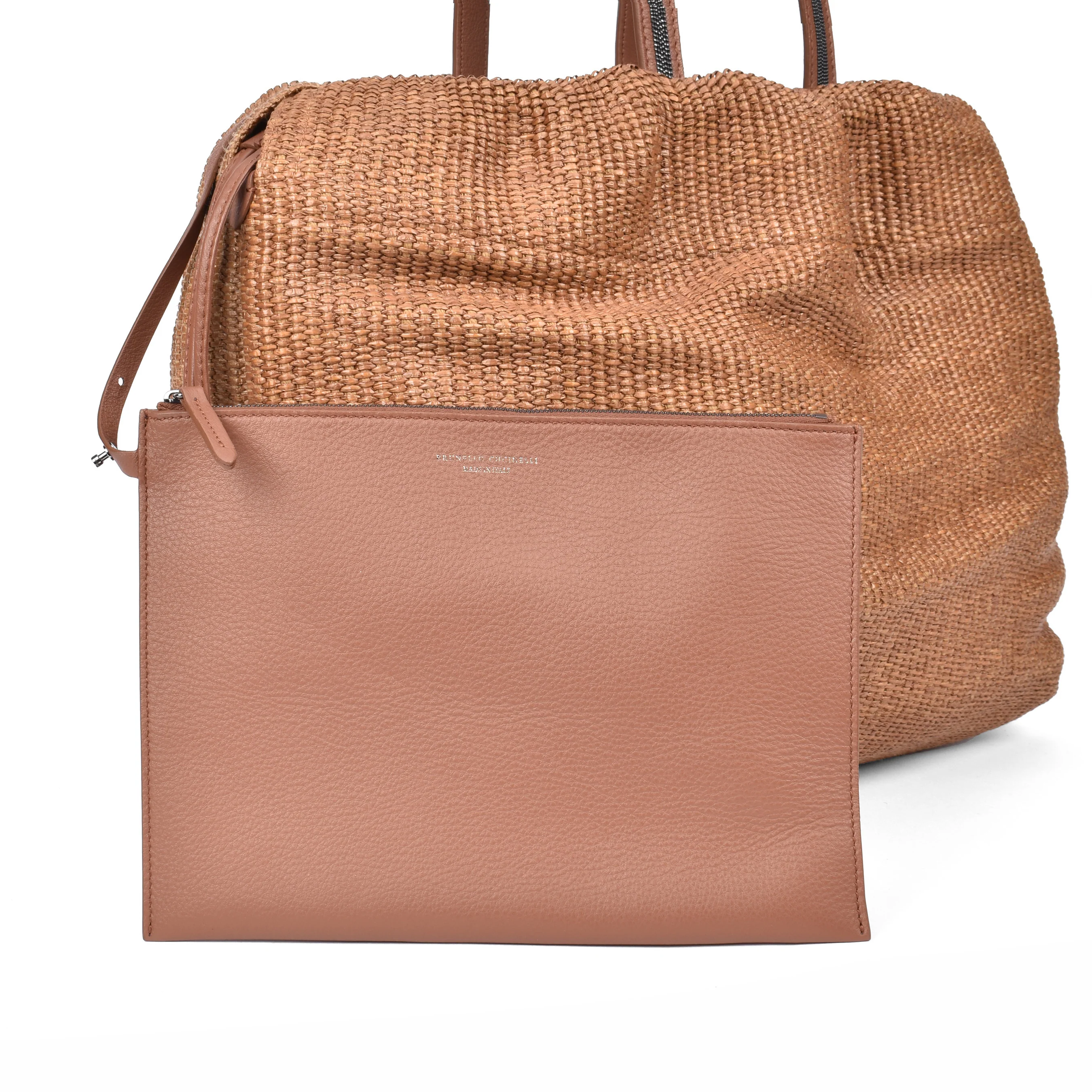 BRUNELLO CUCINELLI WOMEN'S MONILI BEAD WOVEN RAFFIA TOTE / SHOULDER BAG - Image 3