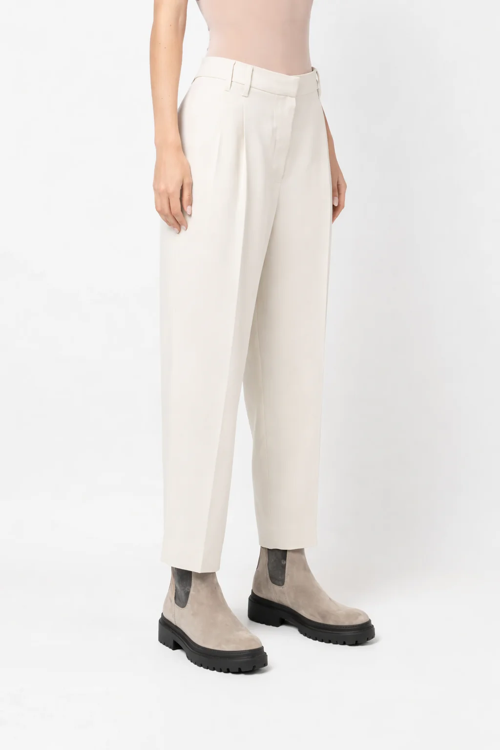 BRUNELLO CUCINELLI WOMEN'S MILK WOOL TAILORED TROUSERS - Image 2