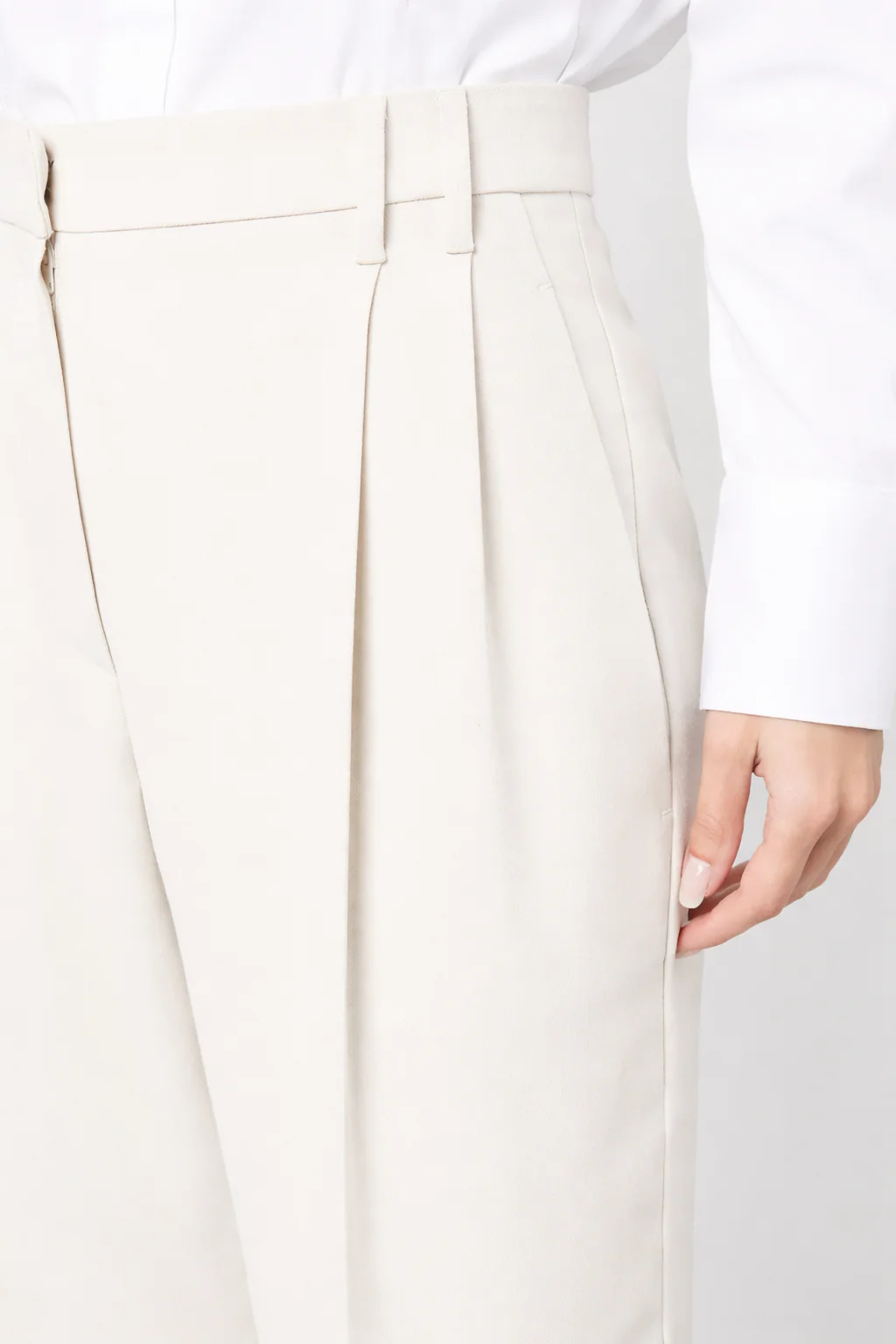 BRUNELLO CUCINELLI WOMEN'S MILK WOOL TAILORED TROUSERS - Image 4