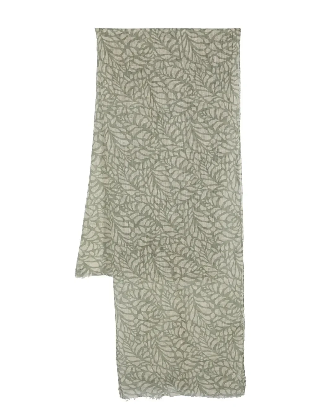 BRUNELLO CUCINELLI WOMEN'S BEIGE AND GREEN PATTERNED SCARF - Image 3