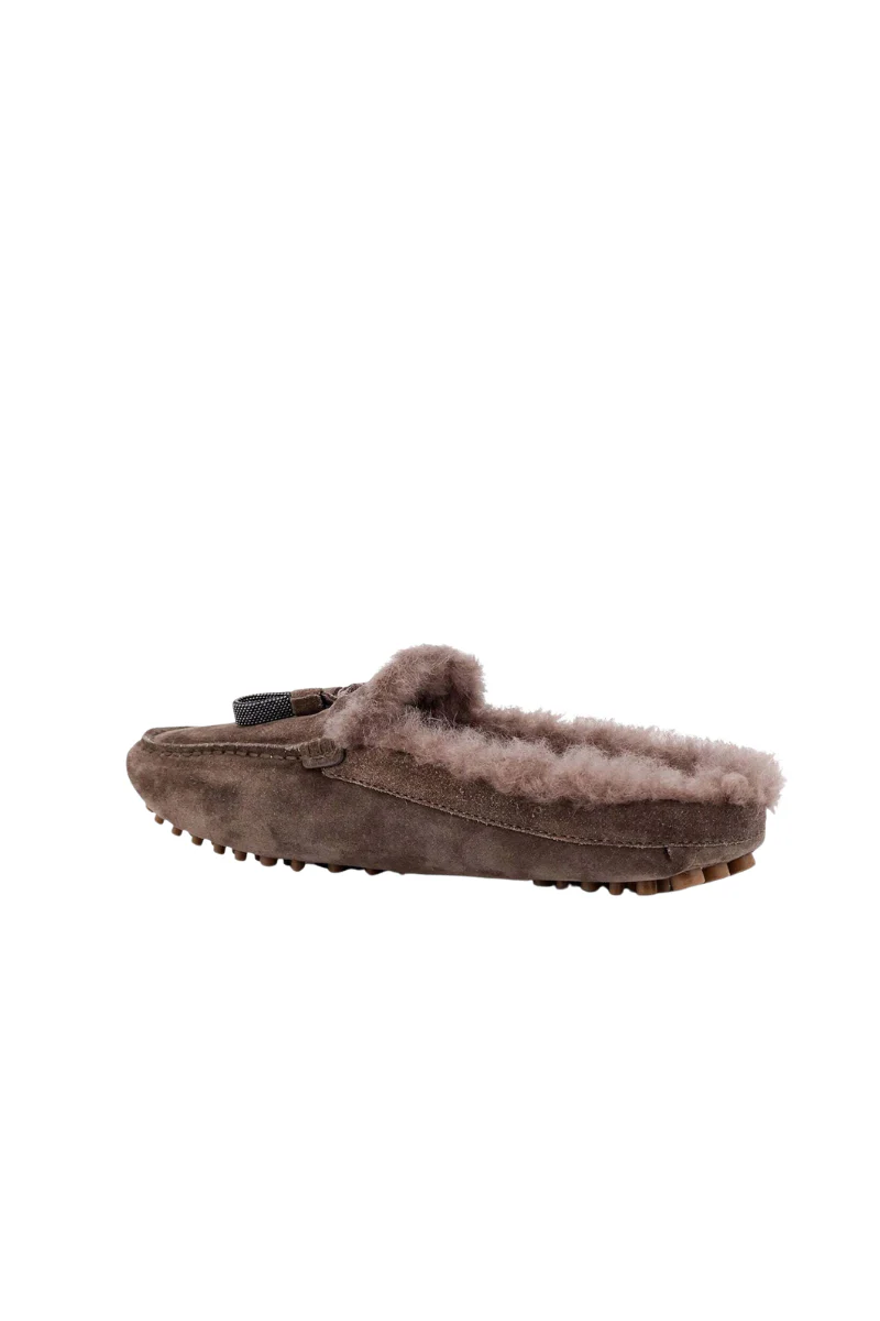 Brunello Cucinelli Bead-Embellished Shearling Slippers - Image 2