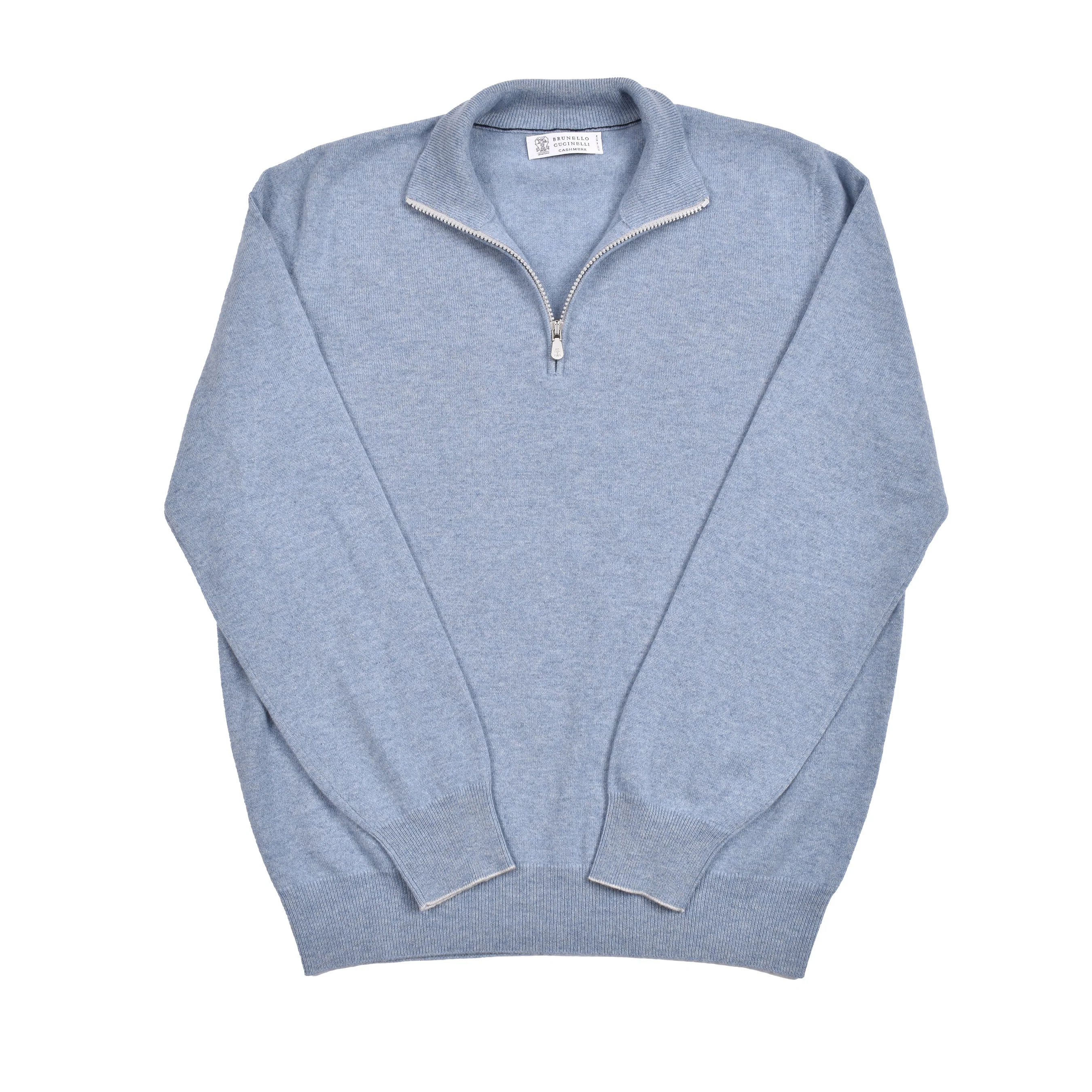 BRUNELLO CUCINELLI MEN'S 100% CASHMERE 1/4 ZIP UP SWEATER - Image 5