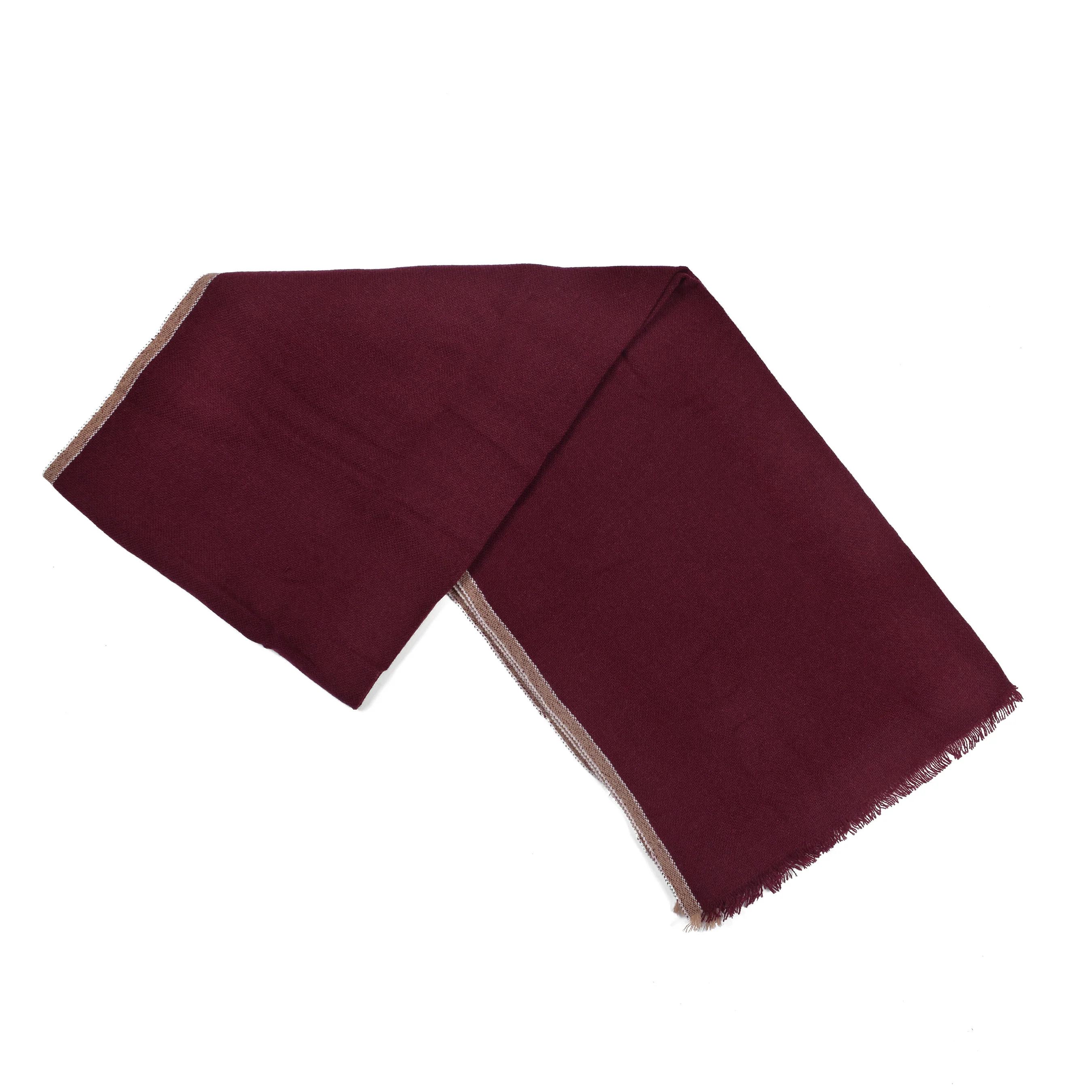 BRUNELLO CUCINELLI MEN'S 100% CASHMERE BURGUNDY SCARF - Image 2