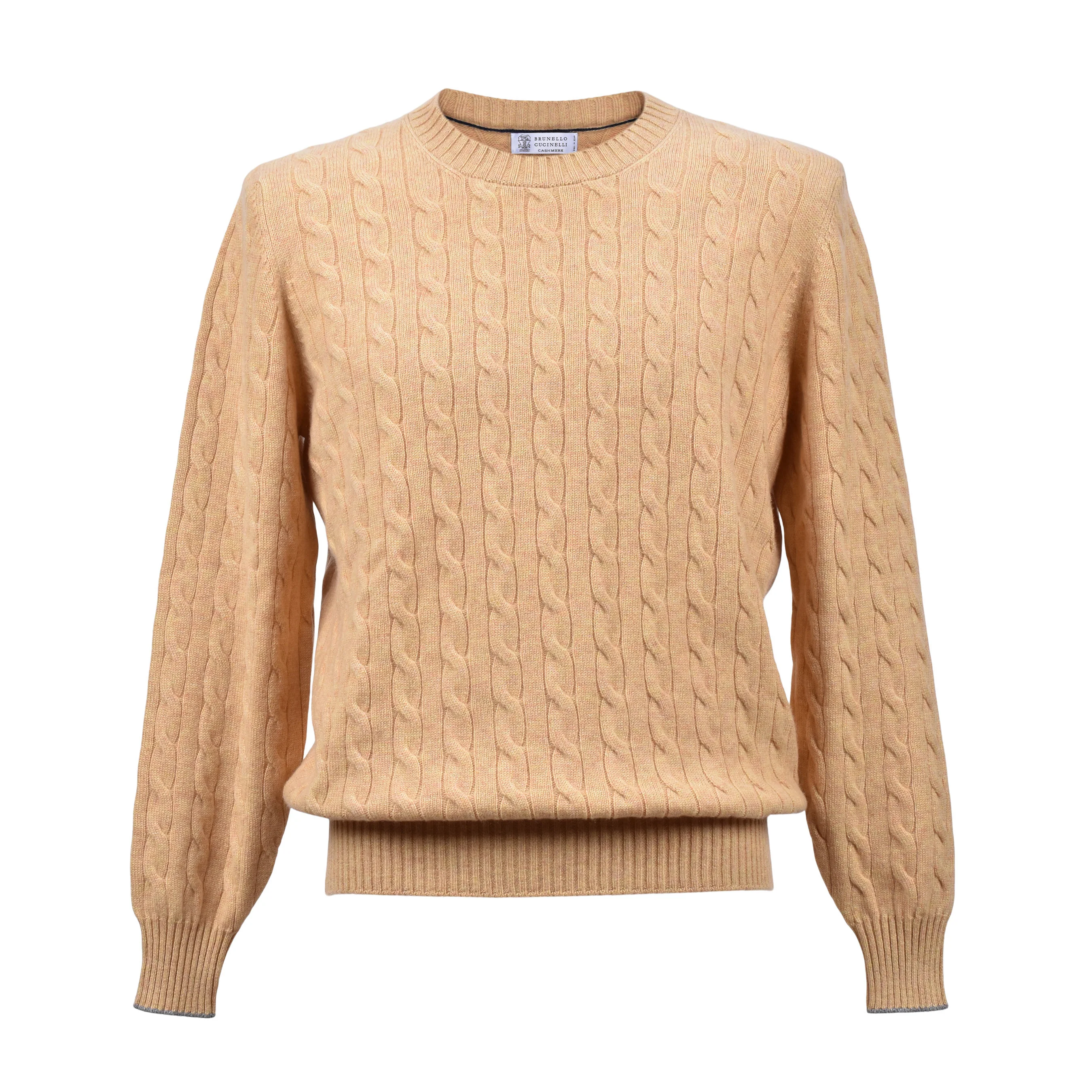 BRUNELLO CUCINELLI MEN'S 100% CASHMERE CABLE KNIT CREW NECK SWEATER/PULLOVER NEW