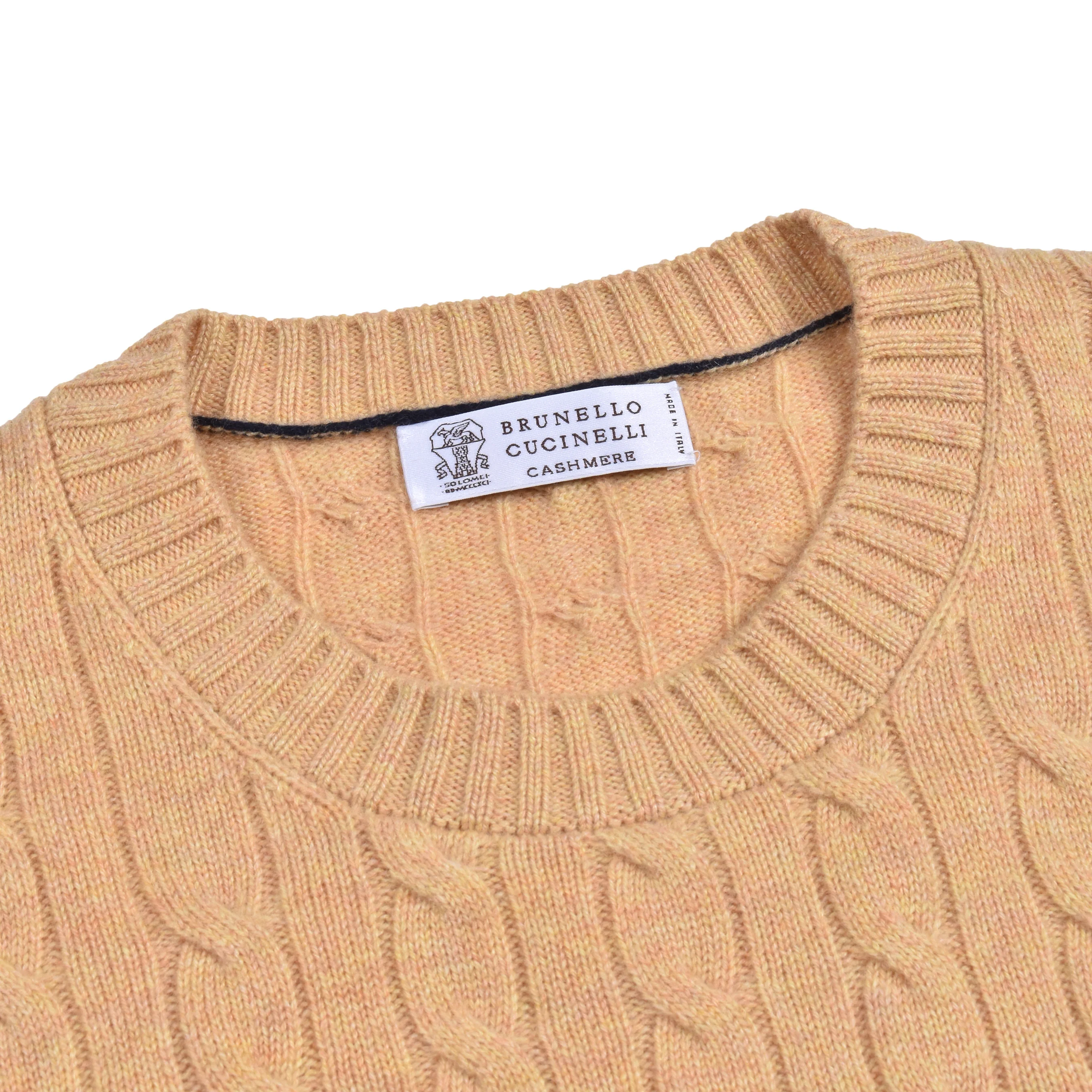 BRUNELLO CUCINELLI MEN'S 100% CASHMERE CABLE KNIT CREW NECK SWEATER/PULLOVER NEW - Image 3
