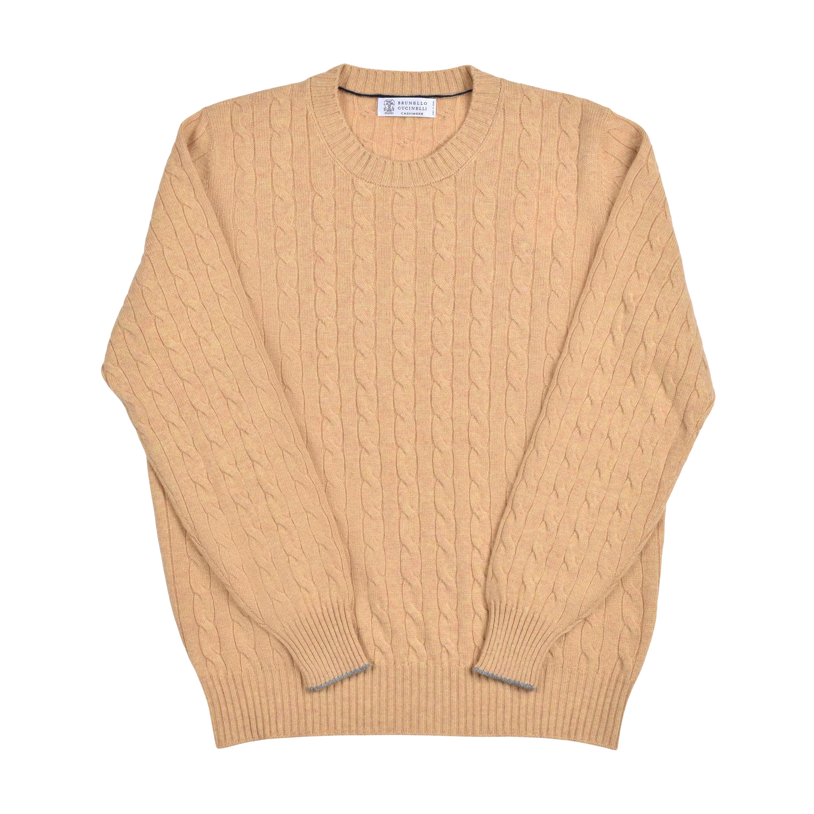 BRUNELLO CUCINELLI MEN'S 100% CASHMERE CABLE KNIT CREW NECK SWEATER/PULLOVER NEW - Image 5