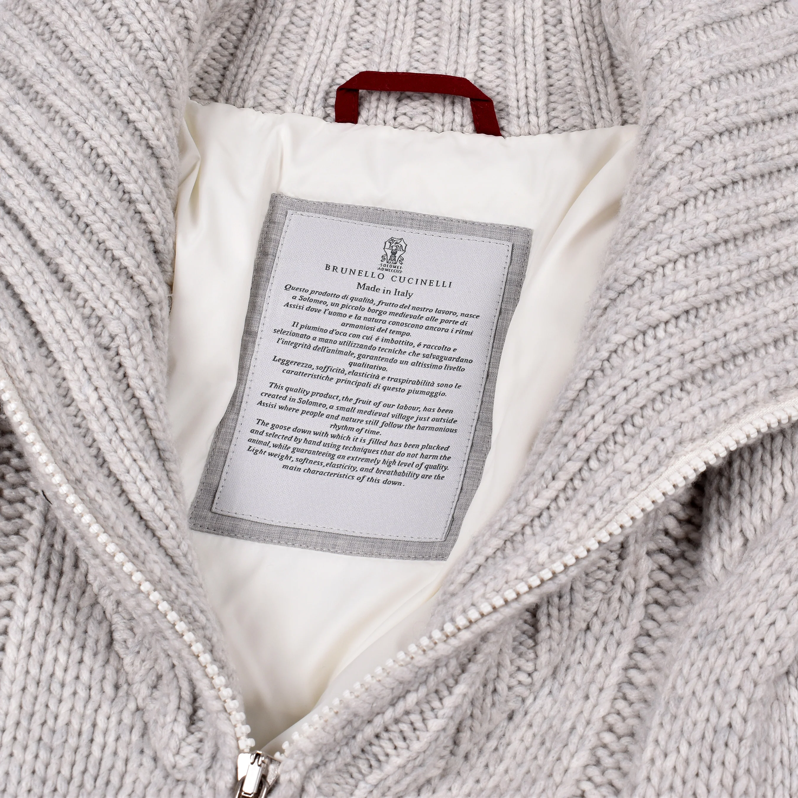 BRUNELLO CUCINELLI MEN'S 100% CASHMERE CARDIGAN STLYE CABLE KNIT PUFFER JACKET - Image 7