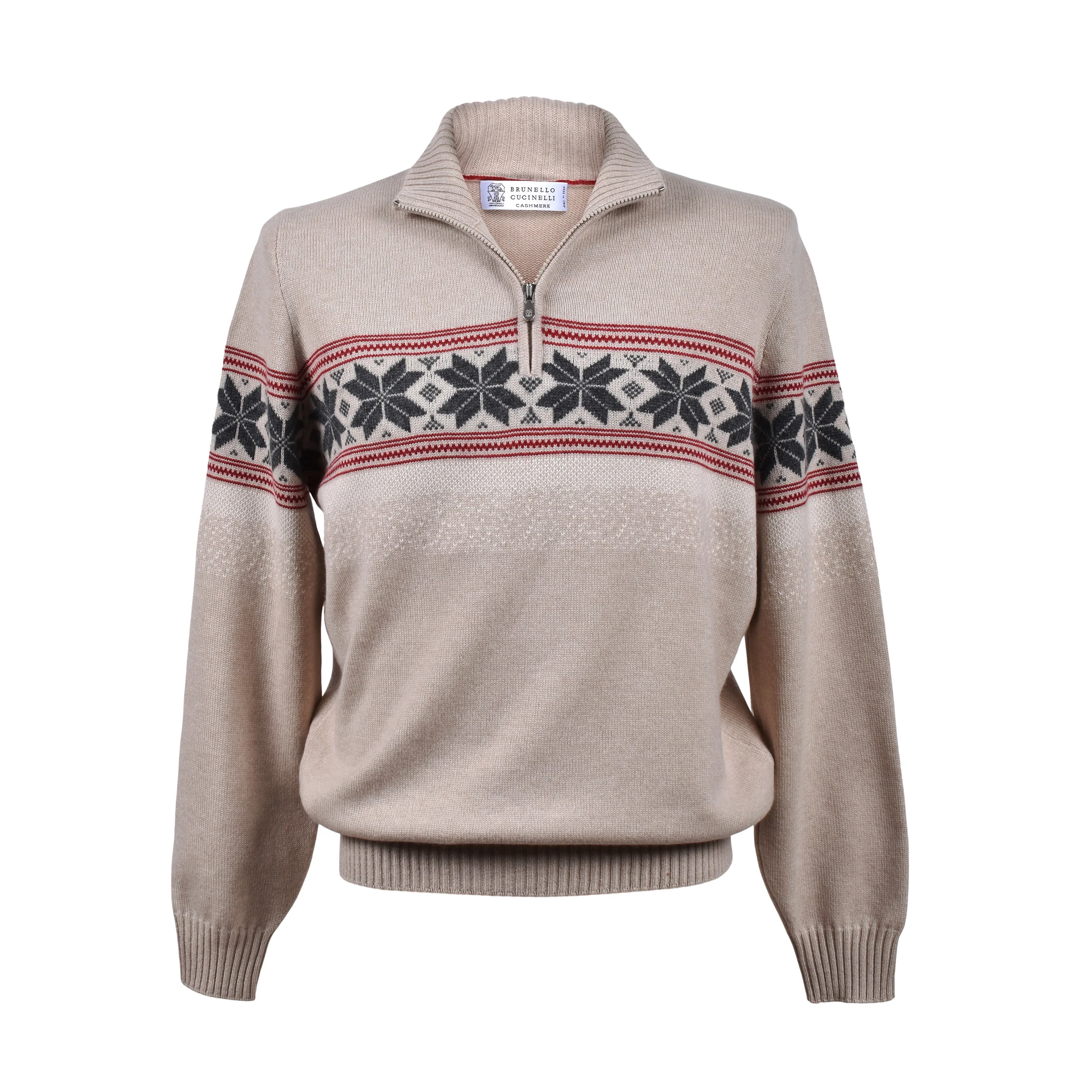 BRUNELLO CUCINELLI MEN'S 100% CASHMERE CASUAL 1/4 ZUP UP SWEATER