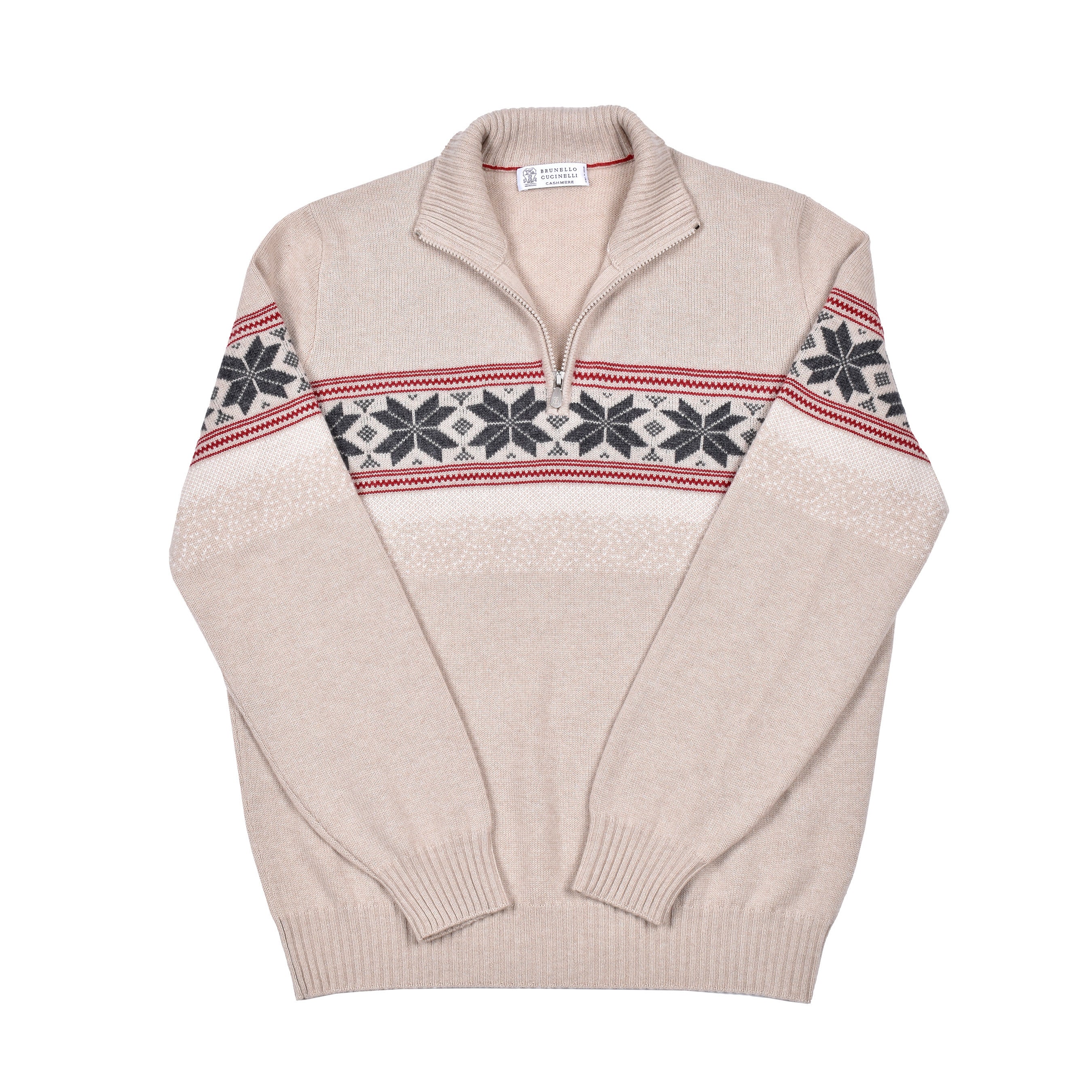 BRUNELLO CUCINELLI MEN'S 100% CASHMERE CASUAL 1/4 ZUP UP SWEATER - Image 3