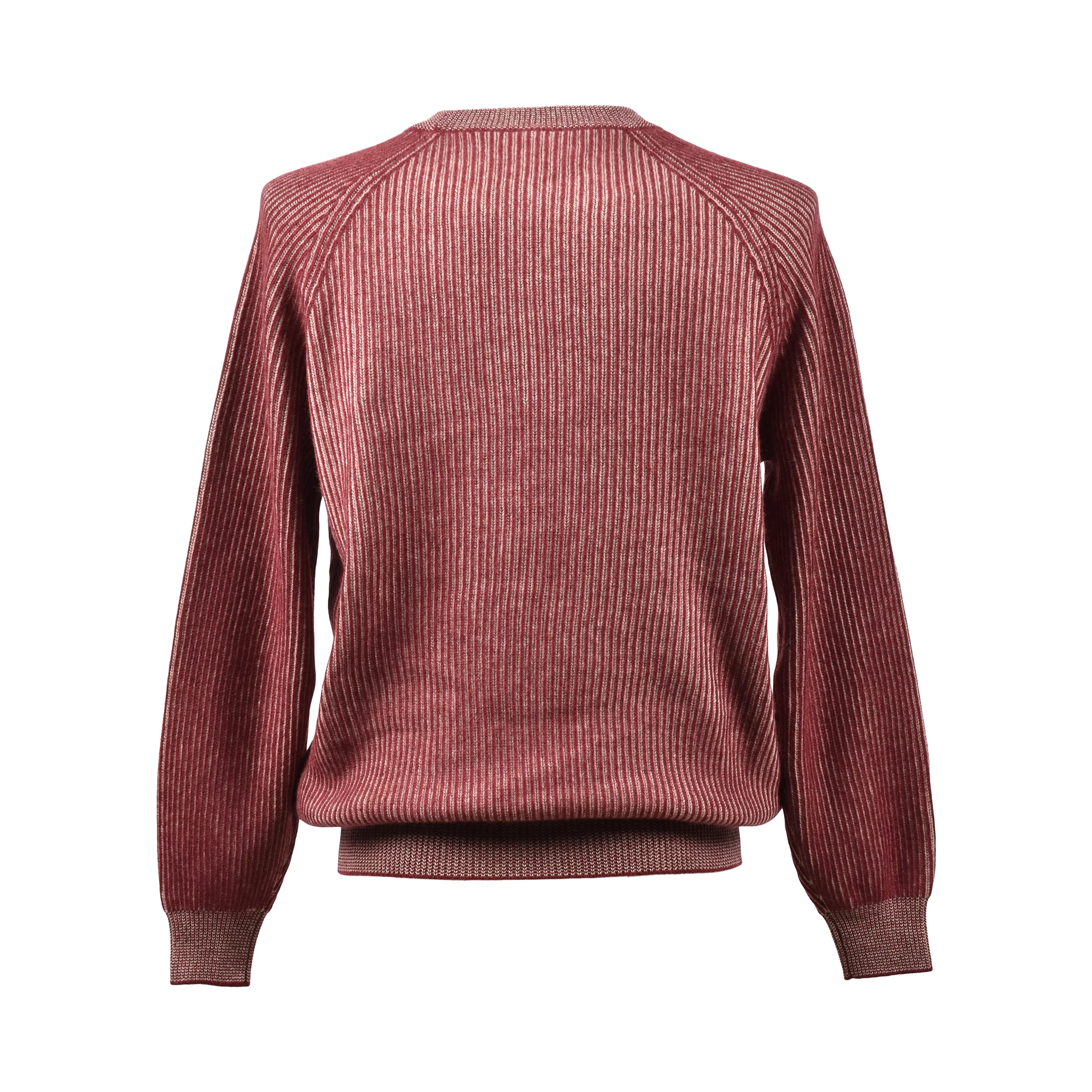 BRUNELLO CUCINELLI MEN'S 100% CASHMERE CREW NECK BURGUNDY SWEATER - Image 2