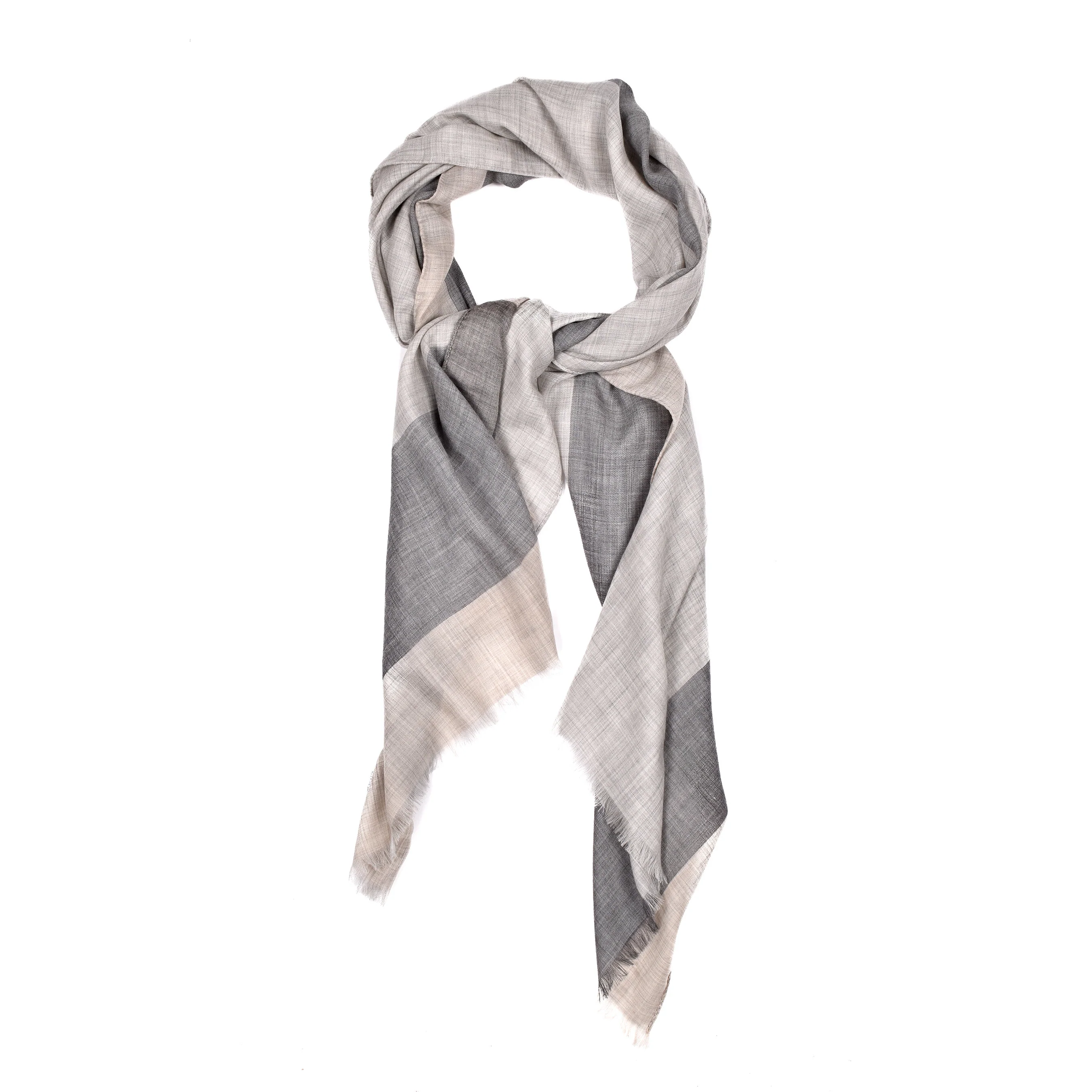 BRUNELLO CUCINELLI MEN'S 100% CASHMERE TWO TONE LIGHT WEIGHT FASHION SCARF