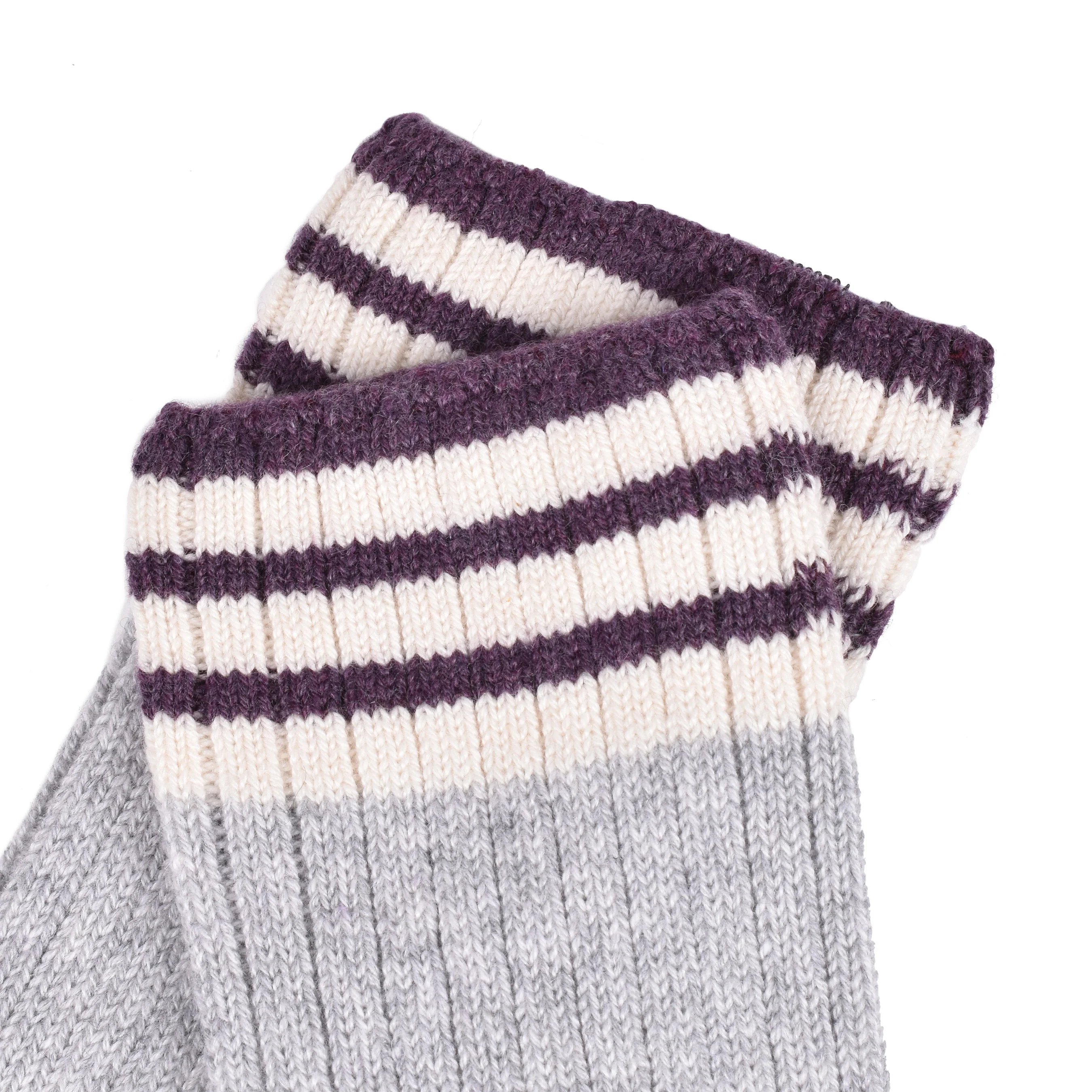 BRUNELLO CUCINELLI MEN'S GRAY CASHMERE TWO-TONE MID-CALF SOCKS - Image 2