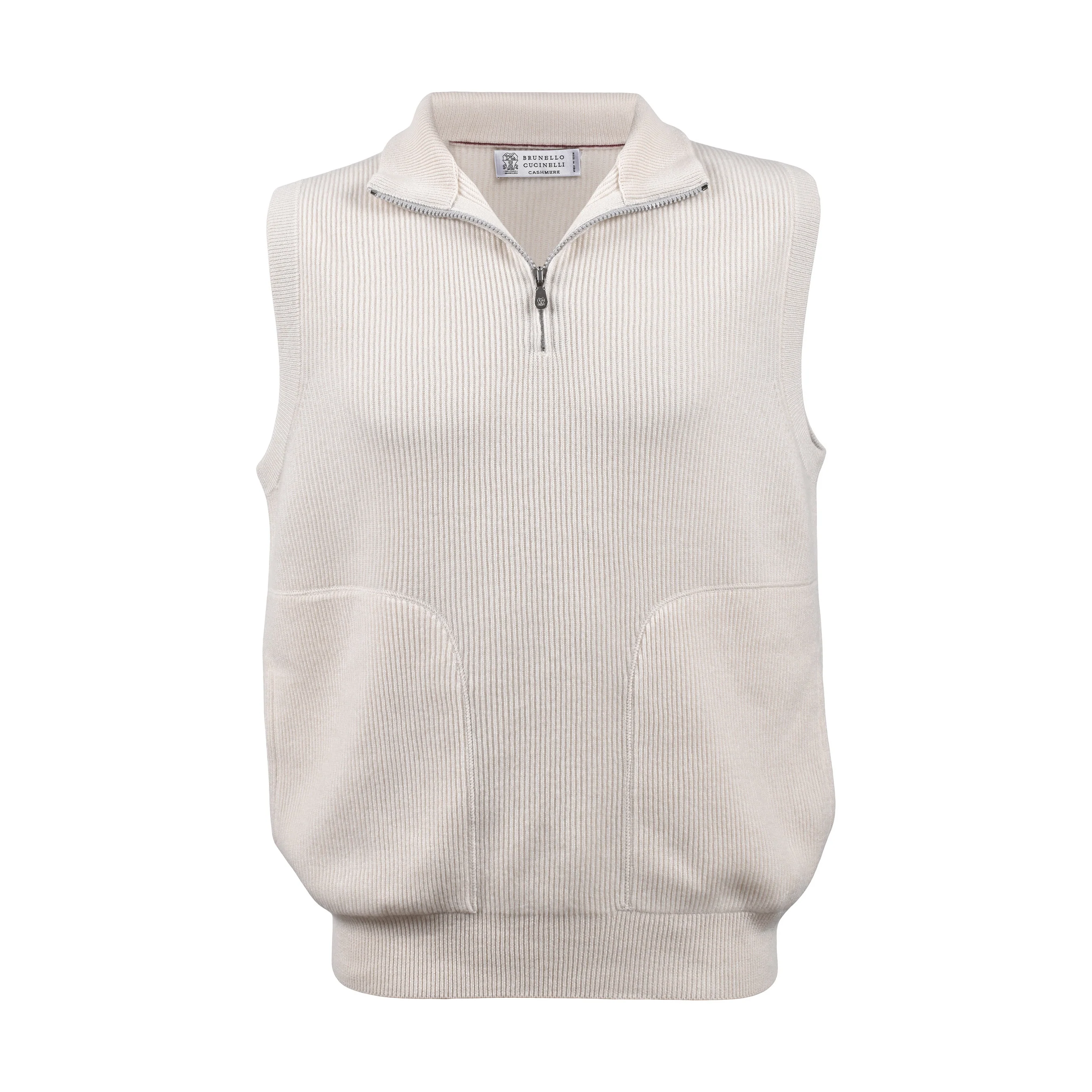 BRUNELLO CUCINELLI MEN'S 100% CASHMERE ZIP UP ATHLETIC STYLE CASUAL VEST/SWEATER