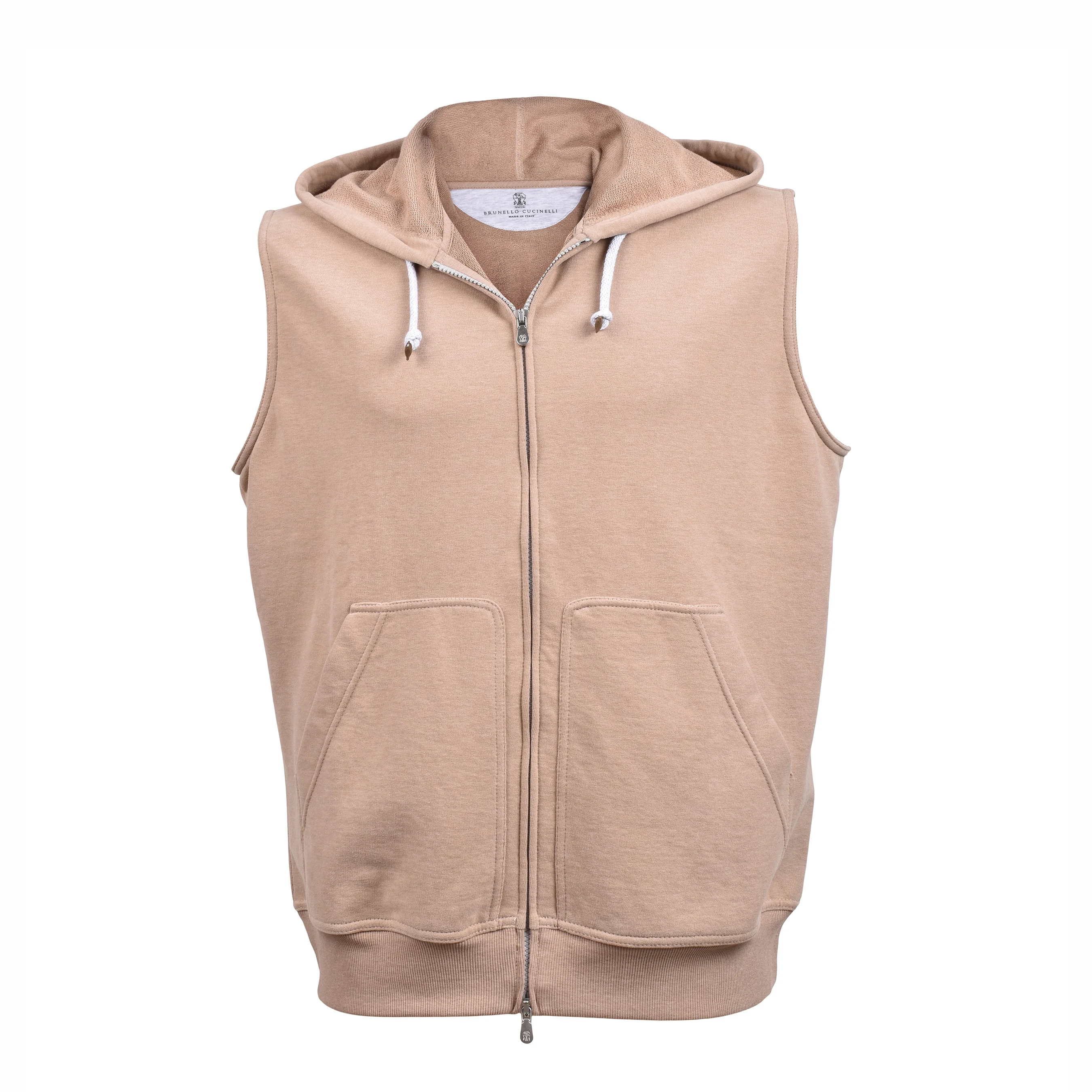 BRUNELLO CUCINELLI MEN'S 100% COTTON ATHLETHIC GYM HOODIE VEST TOP NWT
