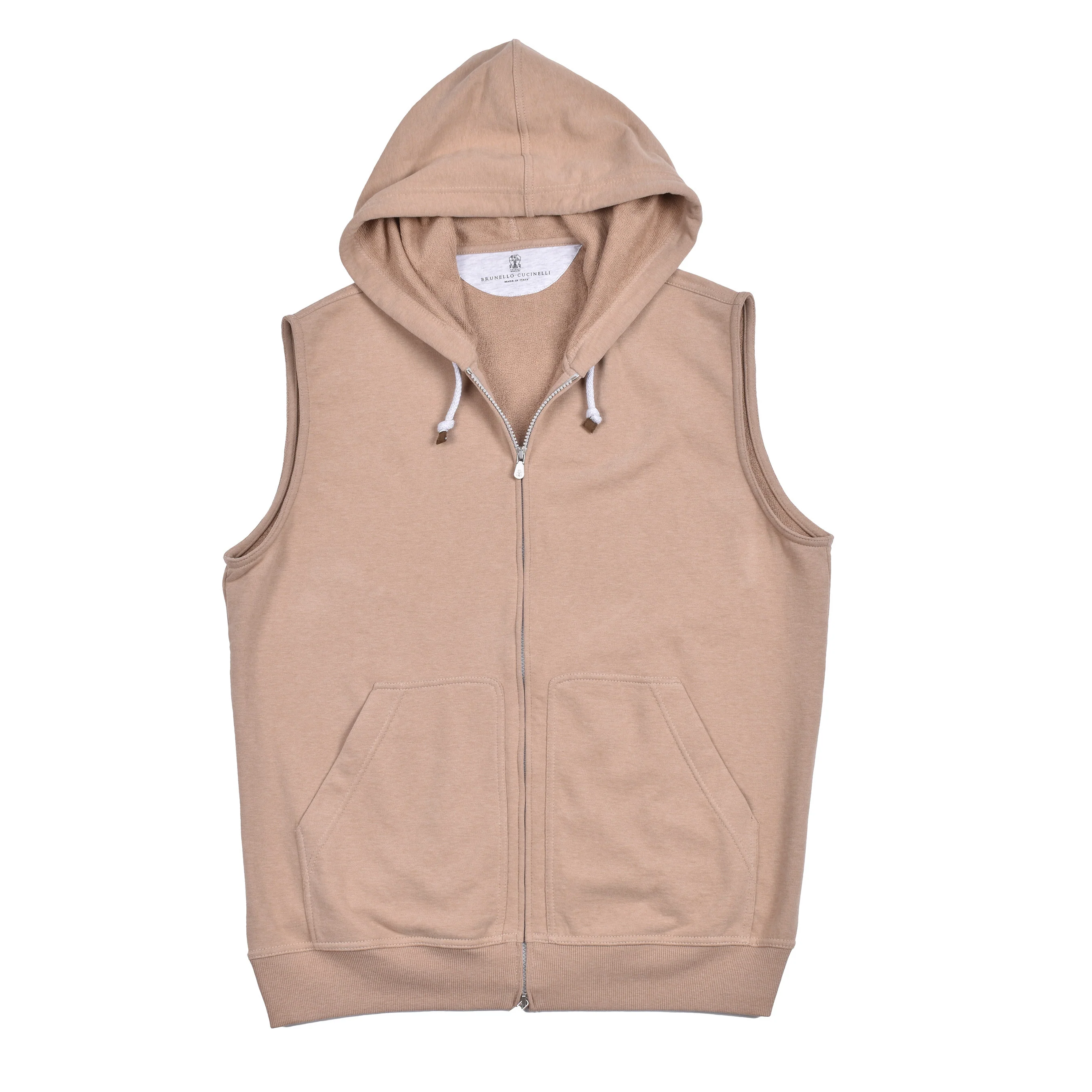 BRUNELLO CUCINELLI MEN'S 100% COTTON ATHLETHIC GYM HOODIE VEST TOP NWT - Image 3