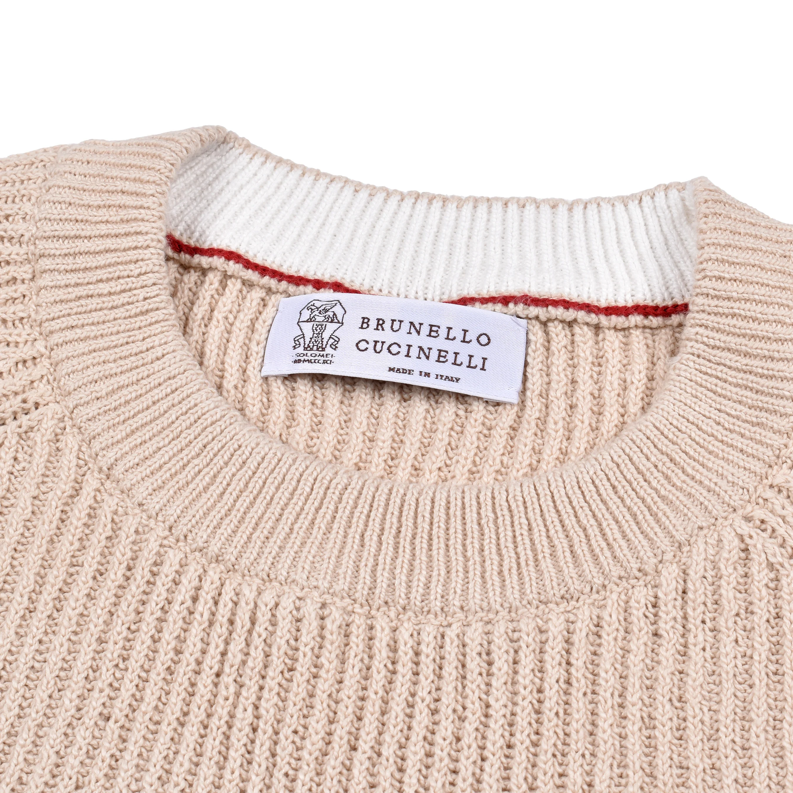 BRUNELLO CUCINELLI MEN'S 100% COTTON CREW NECK ENGLISH RIB SWEATER/PULLOVER NEW - Image 4
